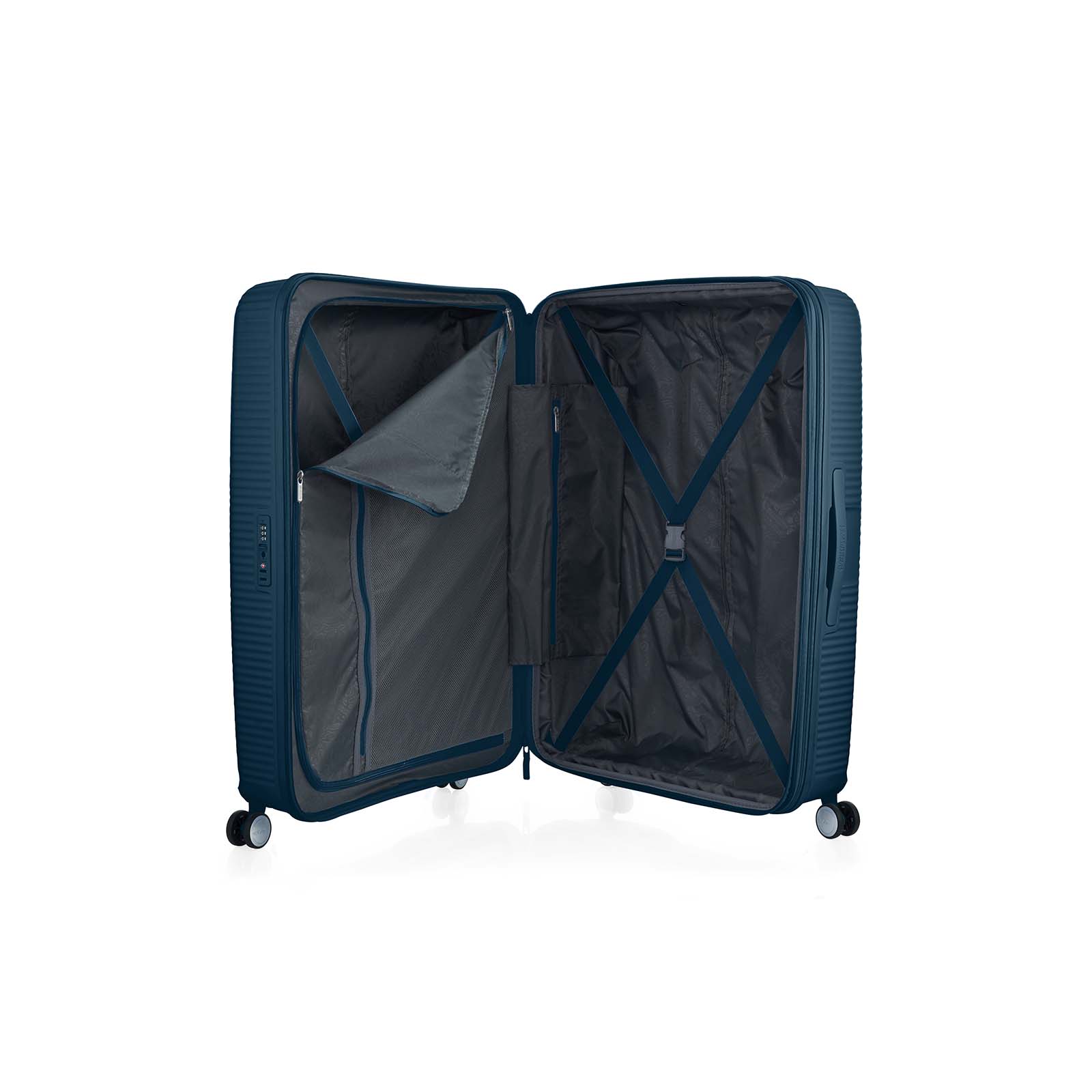 American-Tourister-Curio-2-80cm-Suitcase-Varisty-Green-Open