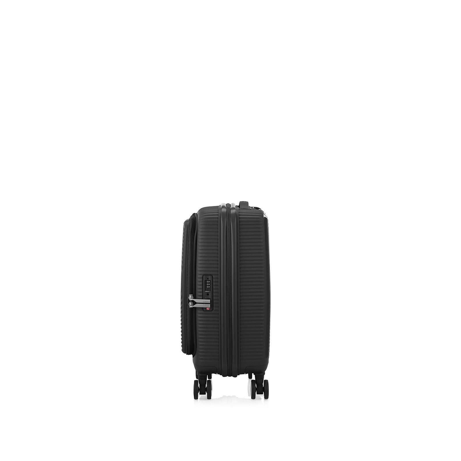 American-Tourister-Curio-Book-Opening-55cm-Carry-On-Suitcase-Black-Side-Lock