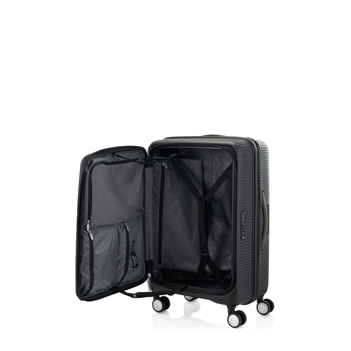 American-Tourister-Curio-Book-Opening-68cm-Suitcase-Black-Open