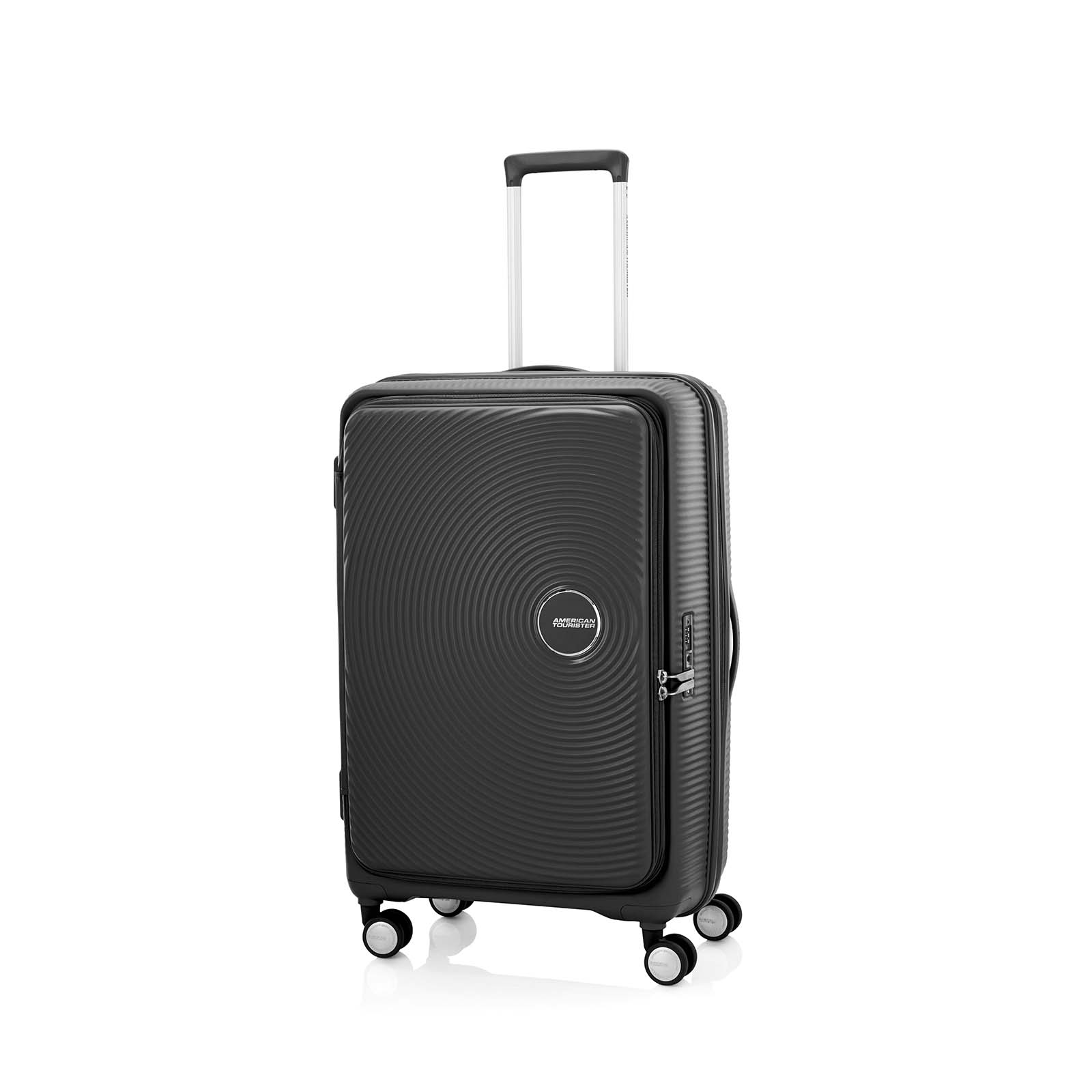 American-Tourister-Curio-Book-Opening-75cm-Suitcase-Black-Front-Angle