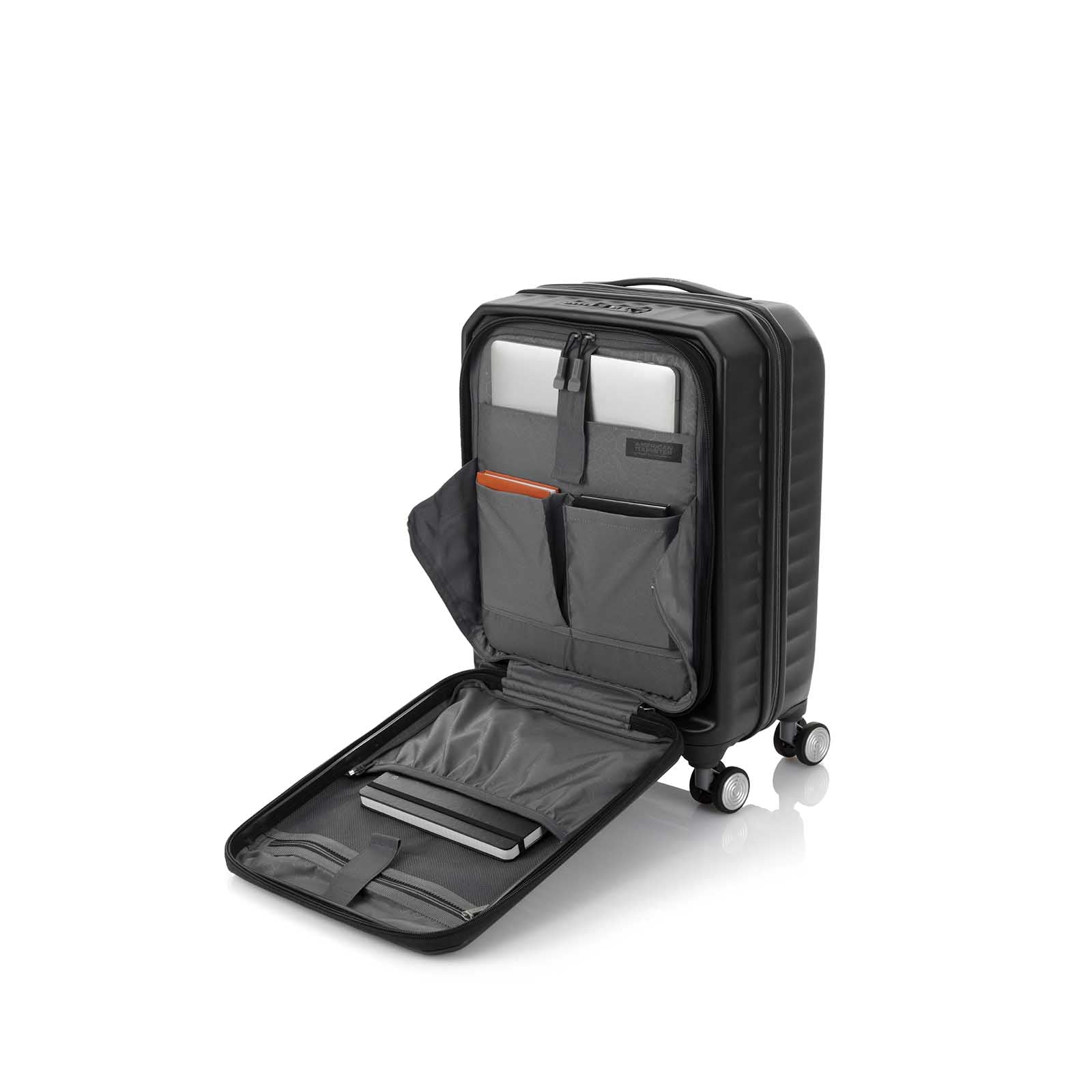 American-Tourister-Frontec-54cm-Suitcase-Jet-Black-Front-Opening