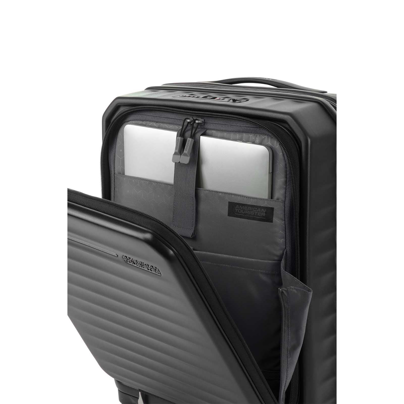 American-Tourister-Frontec-54cm-Suitcase-Jet-Black-Laptop-Pouch