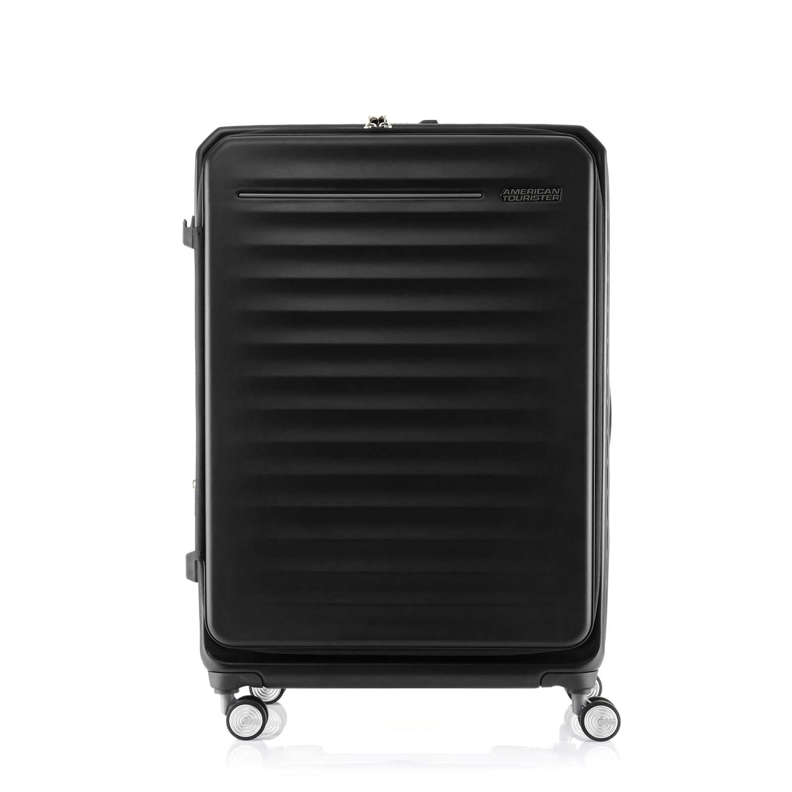 American-Tourister-Frontec-79cm-Suitcase-Jet-Black-Front