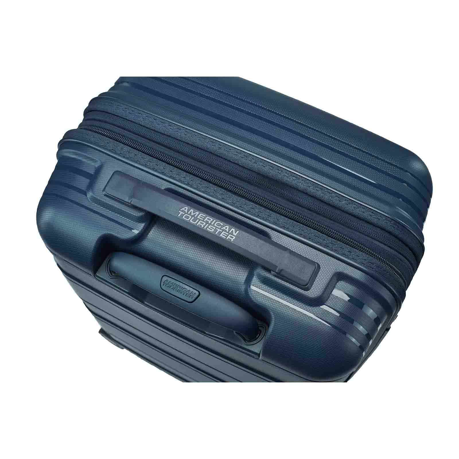 American-Tourister-Light-Max-55cm-Carry-On-Suitcase-Navy-Trolley