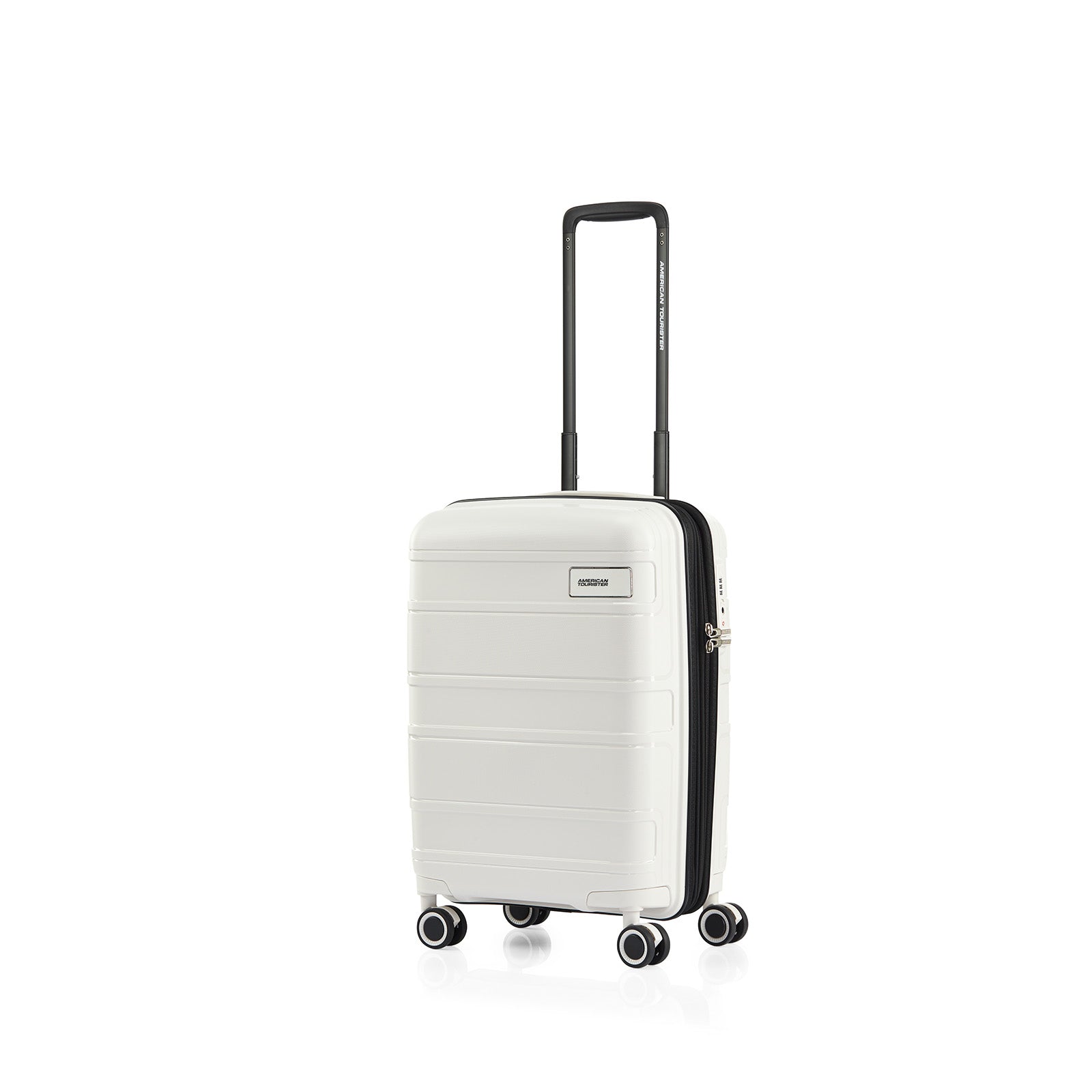 American-Tourister-Light-Max-55cm-Carry-On-Suitcase-Off-White-Front-Angle
