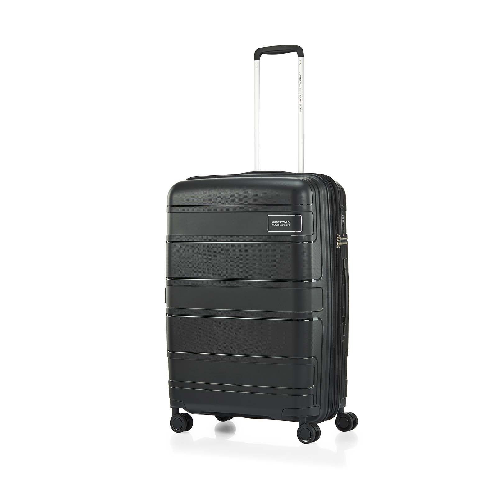 American-Tourister-Light-Max-69cm-Suitcase-Black-Front-Angle