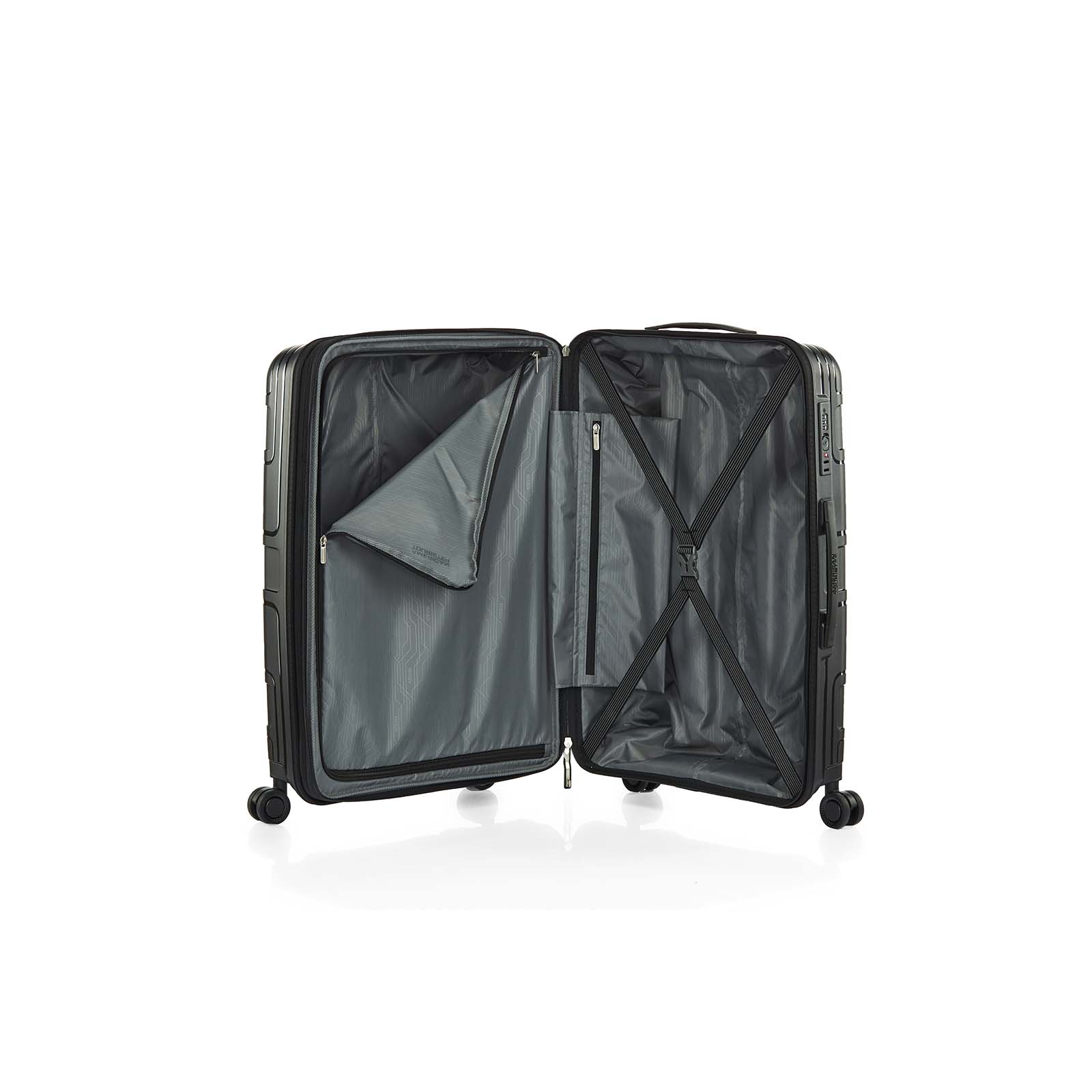 American-Tourister-Light-Max-69cm-Suitcase-Black-Open