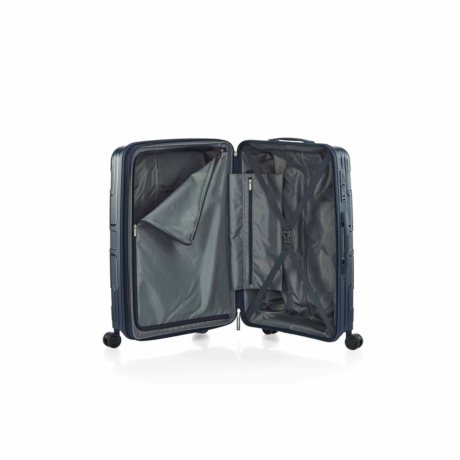 American-Tourister-Light-Max-69cm-Suitcase-Navy-Open