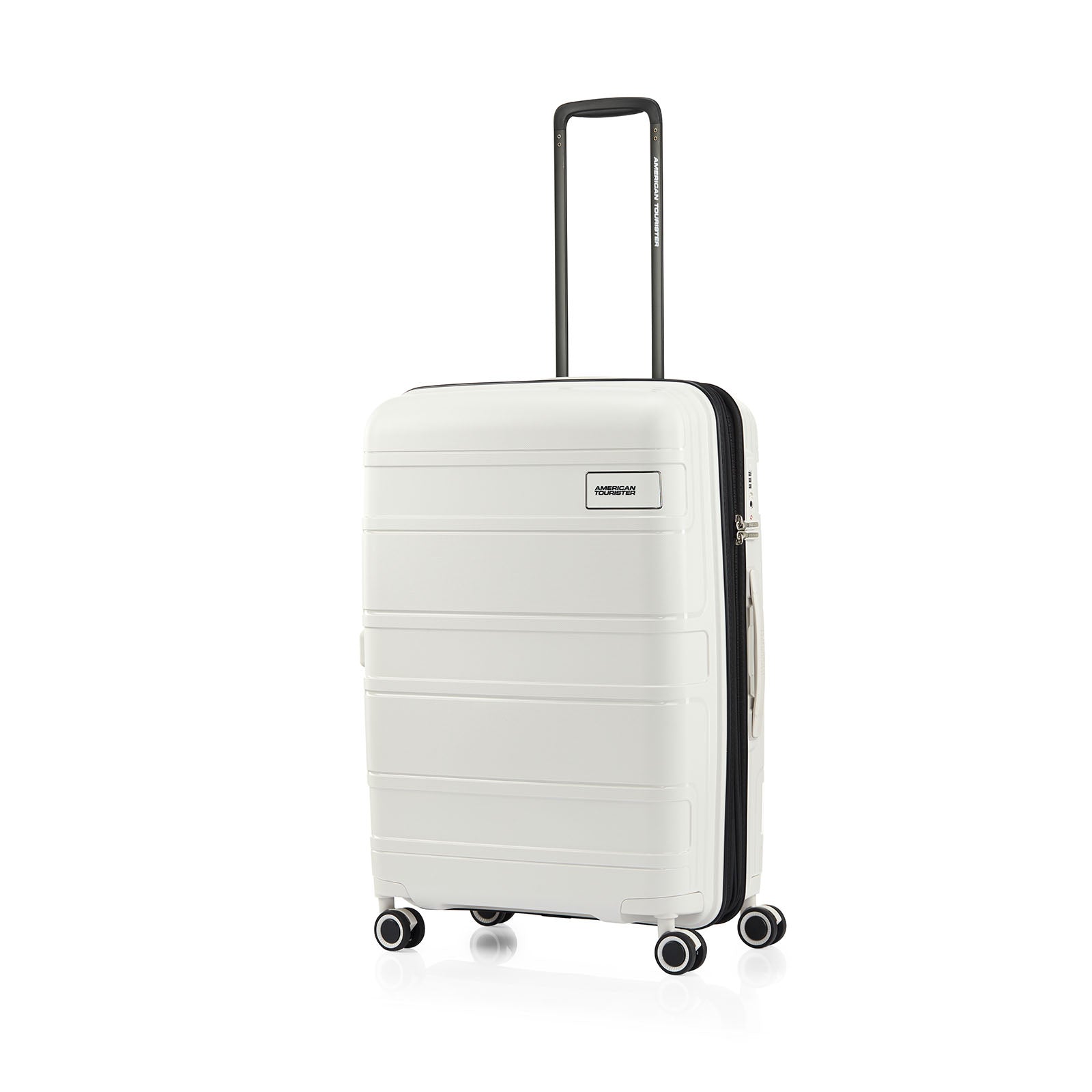American-Tourister-Light-Max-69cm-Suitcase-Off-White-Front-Angle