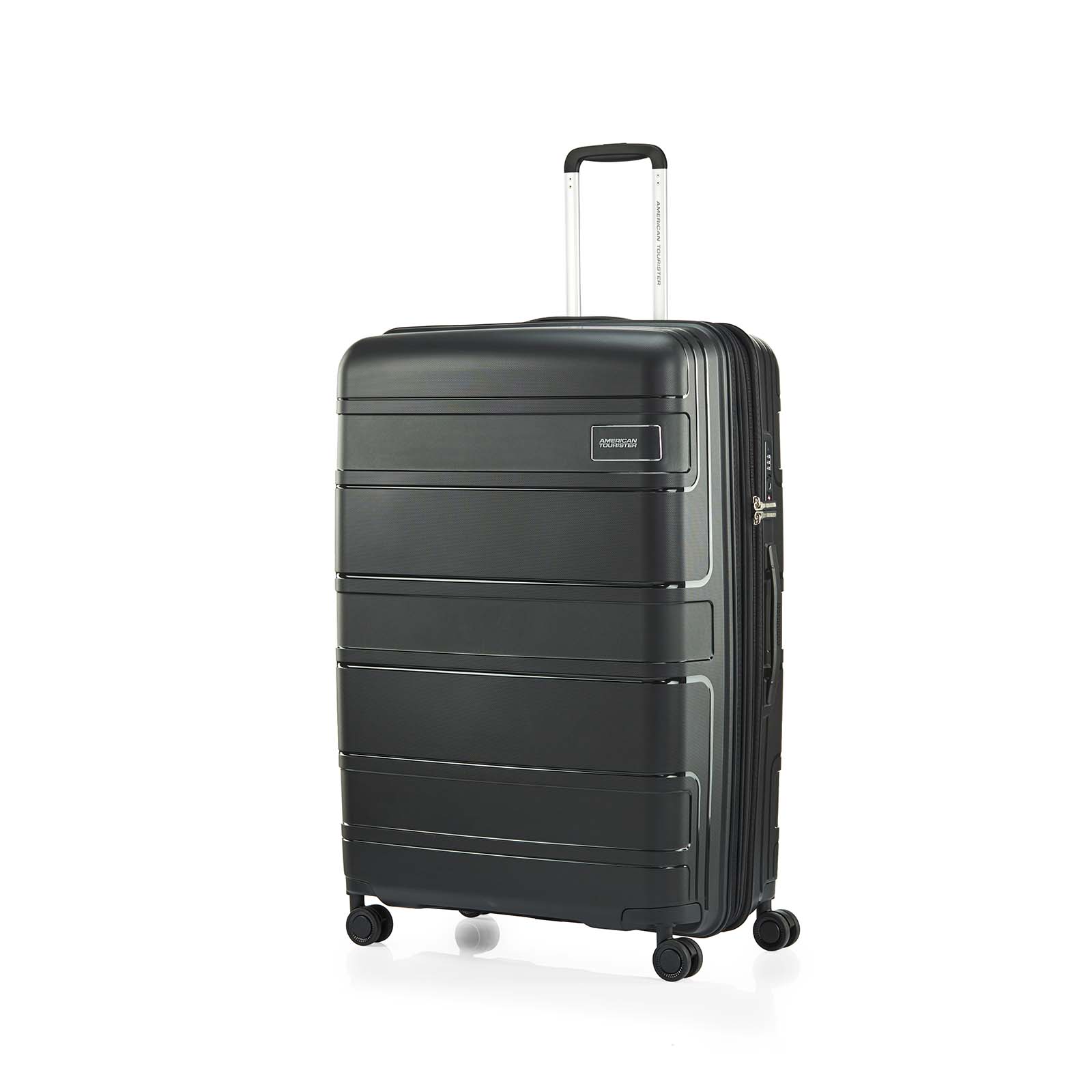 American-Tourister-Light-Max-82cm-Suitcase-Black-Front-Angle