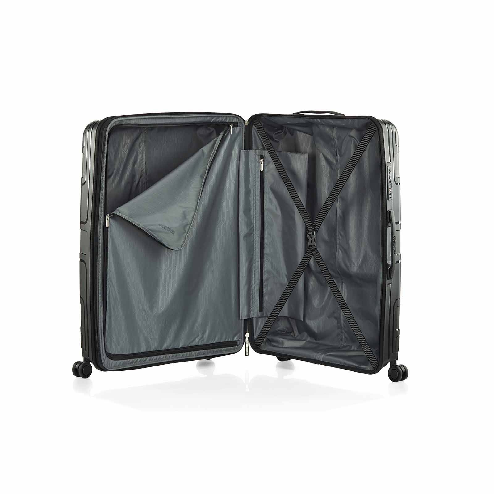 American-Tourister-Light-Max-82cm-Suitcase-Black-Open