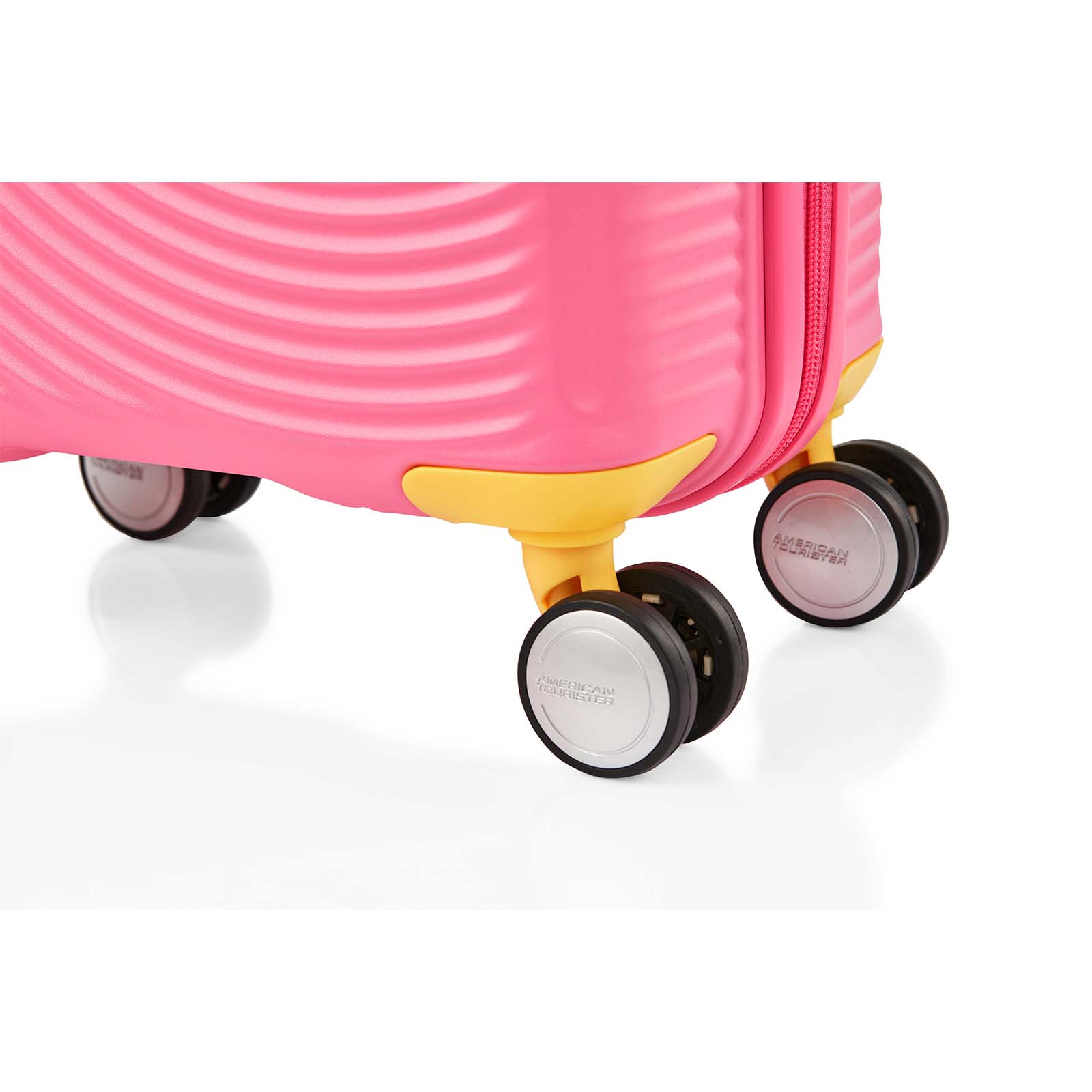 American-Tourister-Little-Curio-47cm-Carry-On-Suitcase-Pink-Yellow-Wheels