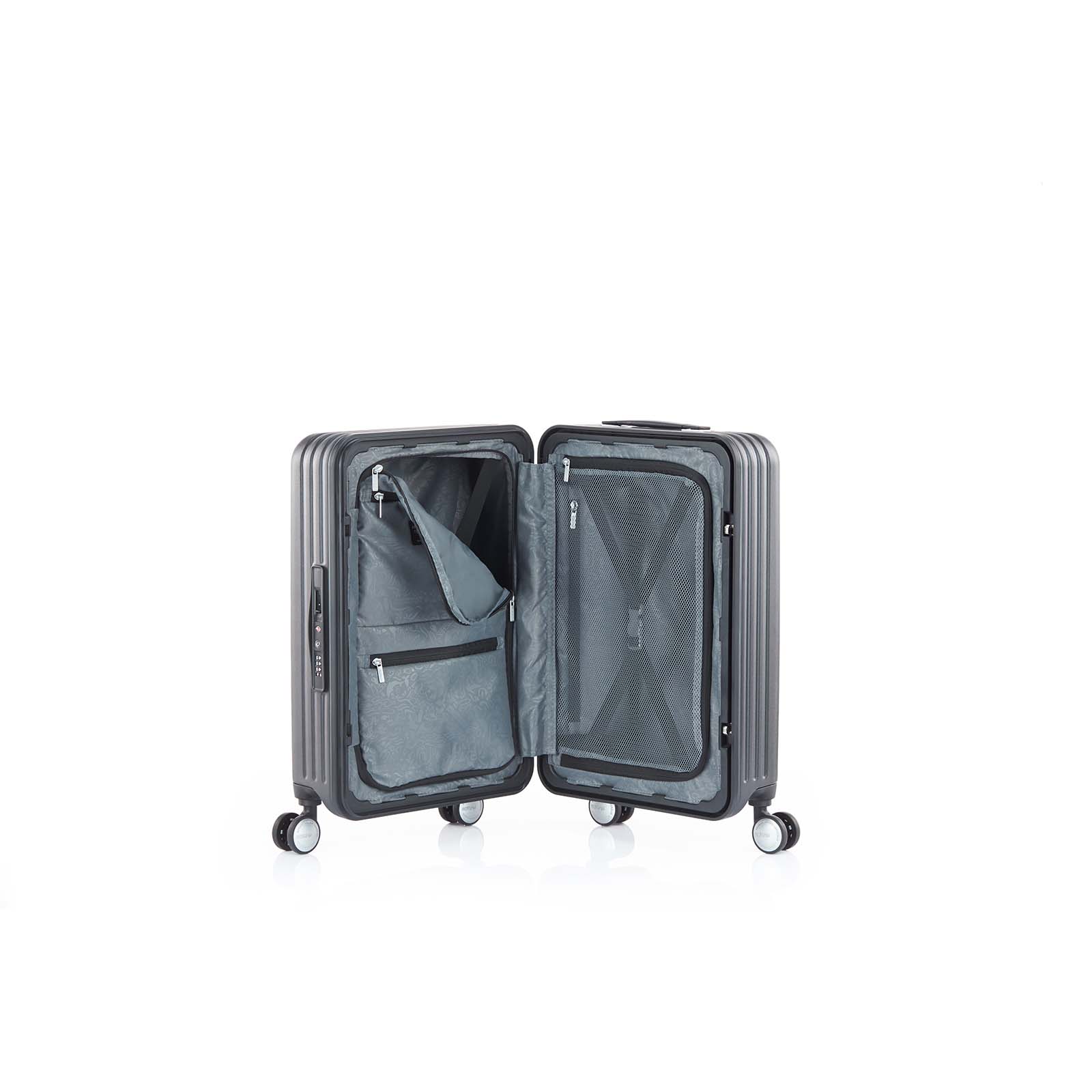 American-Tourister-Lockation-55cm-Carry-On-Suitcase-Black-Open