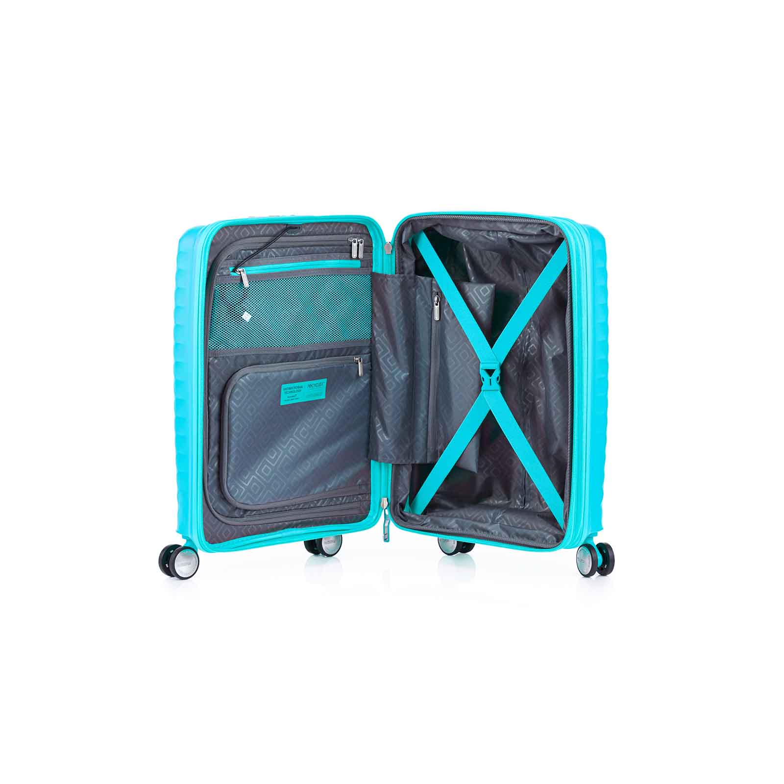 American-Tourister-Squasem-55cm-Carry-On-Suitcase-Aqua-Blue-Open