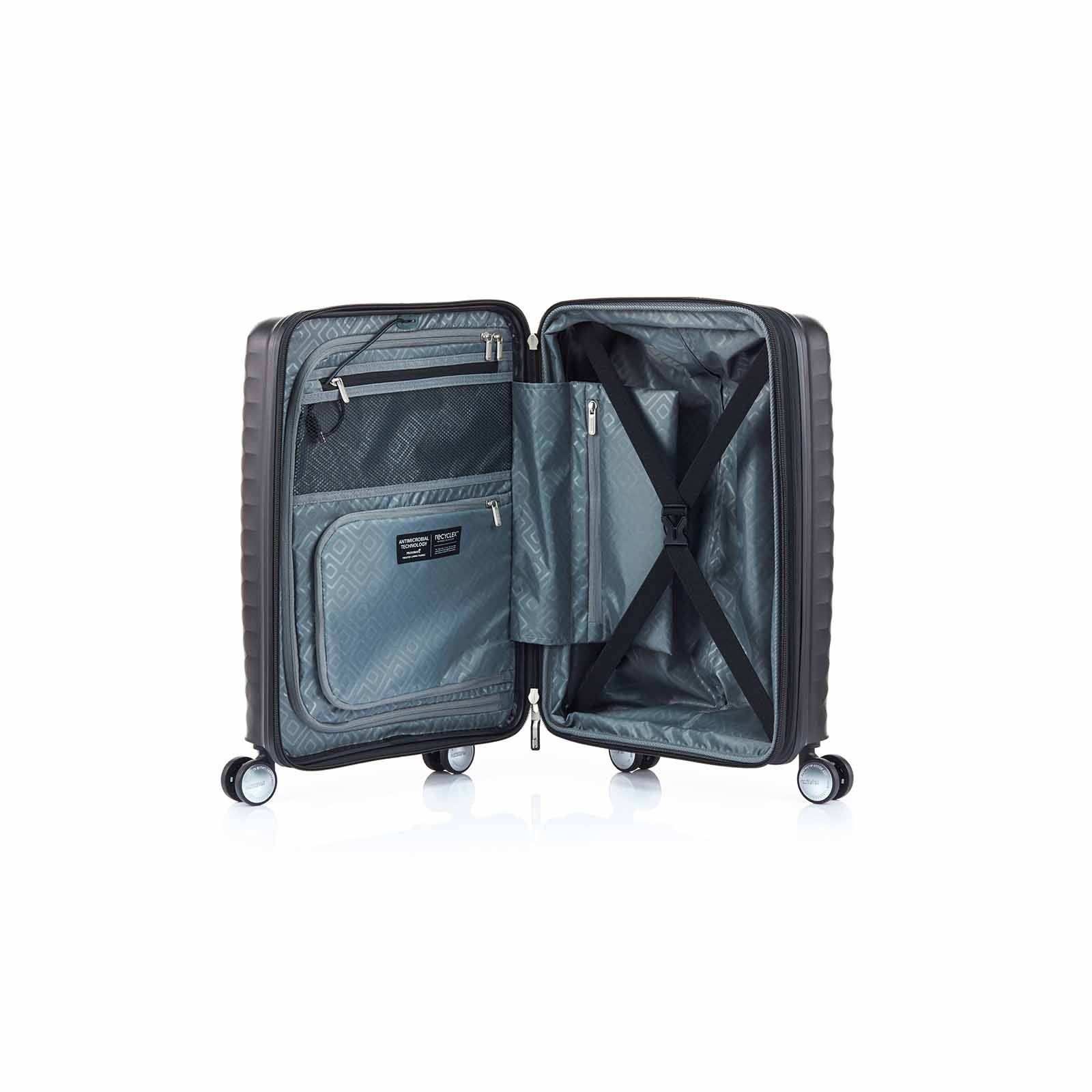 American-Tourister-Squasem-55cm-Carry-On-Suitcase-Black-Open