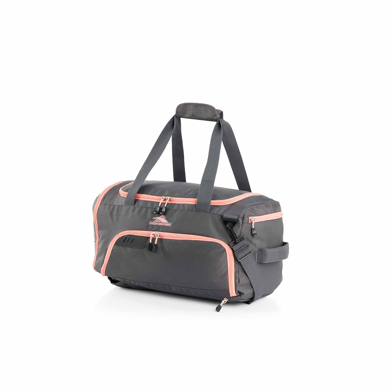 High-Sierra-48cm-Convertible-Sports-Duffle-Grey-Pink-Front-Angle