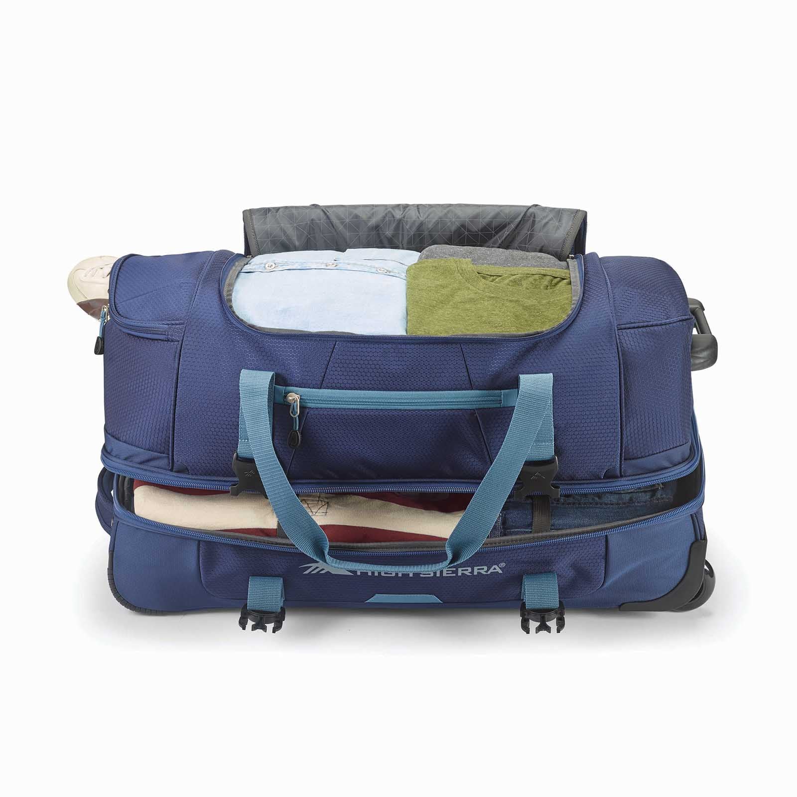 High-Sierra-Fairlead-55cm-Carry-On-Wheeled-Duffel-Navy-Open