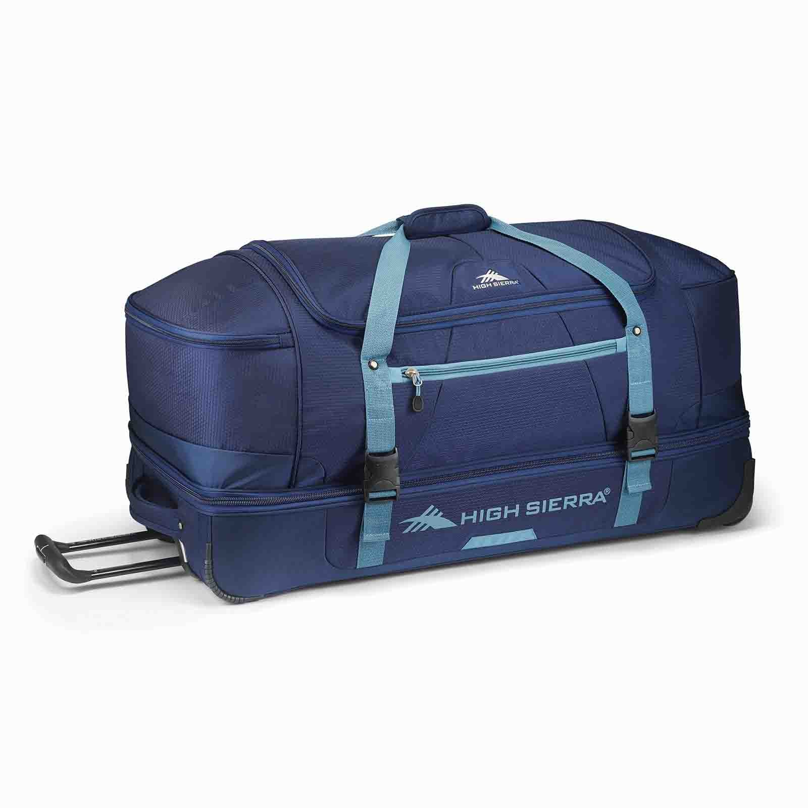    High-Sierra-Fairlead-86cm-Wheeled-Duffel-Navy-Front-Angle