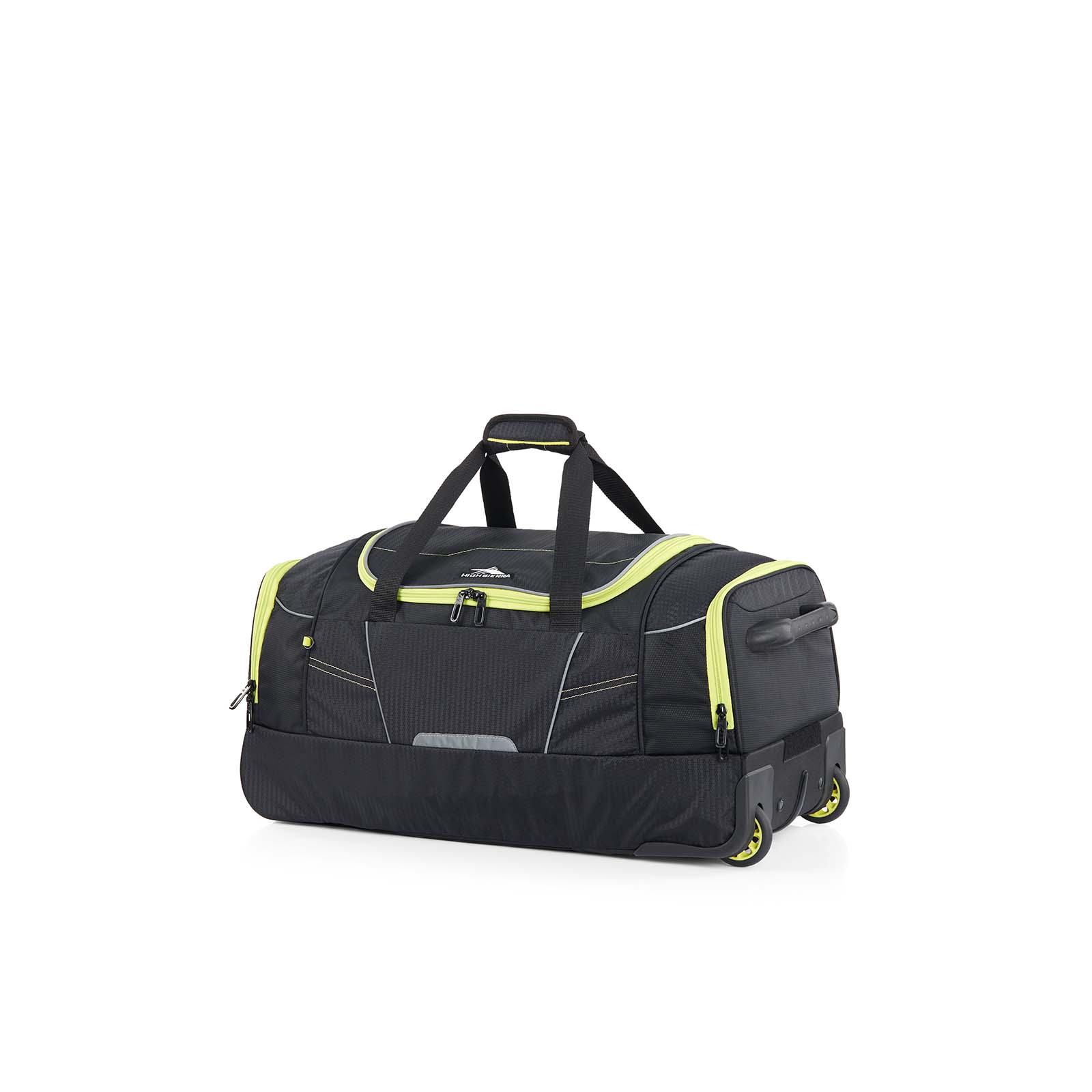 High-Sierra-Ultimate-Access-3-66cm-Wheeled-Duffel-Black-Lime-Front-Angle