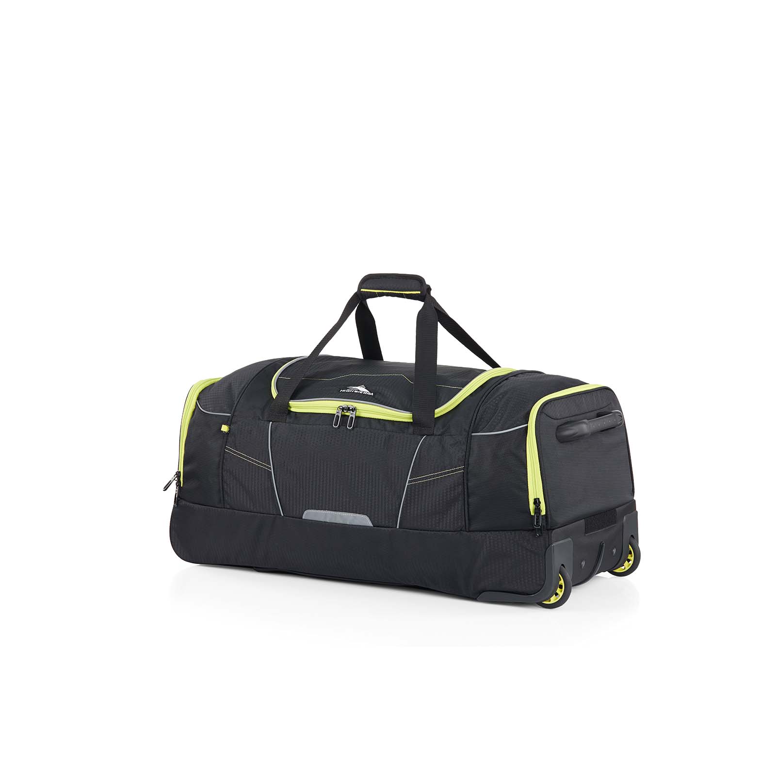 High-Sierra-Ultimate-Access-3-76cm-Wheeled-Duffel-Black-Lime-Front-Angle