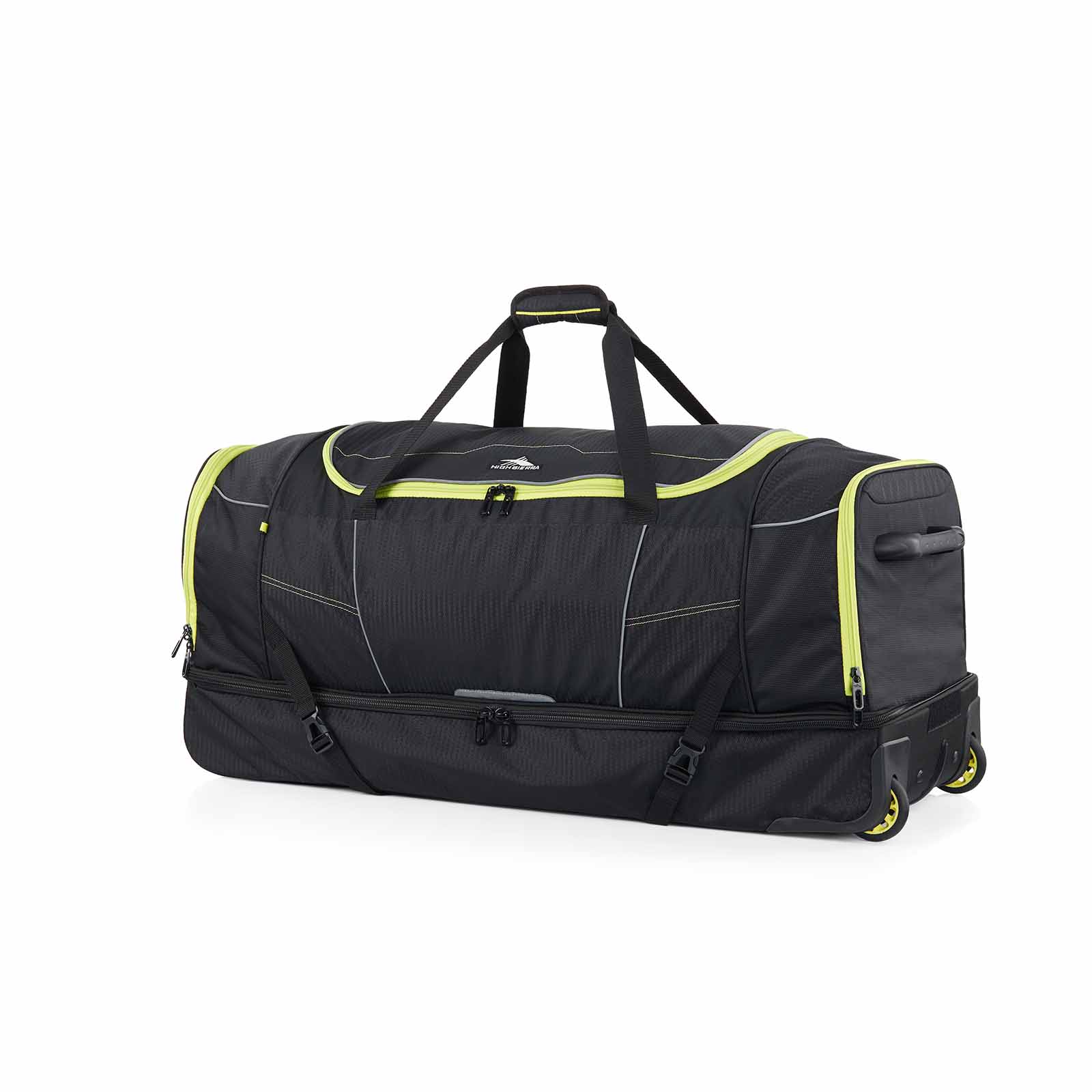 High-Sierra-Ultimate-Access-3-91cm-Wheeled-Duffel-Black-Lime-Front-Angle