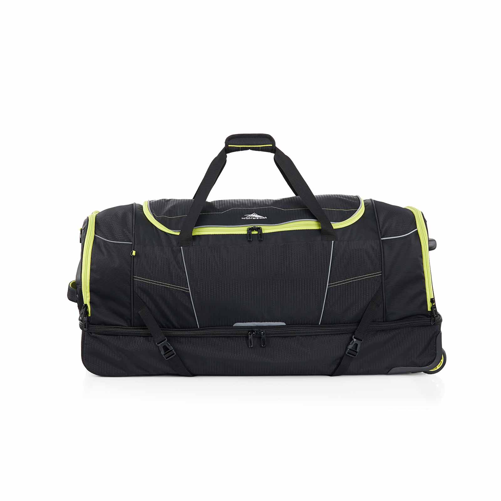 High-Sierra-Ultimate-Access-3-91cm-Wheeled-Duffel-Black-Lime-Front-LS