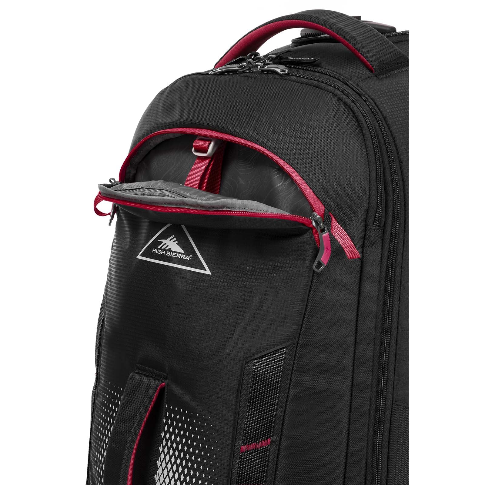     High_Sierra_Composite_V4_56cm_Carry-On_Wheeled_Duffel_Black_Red_Front_Pocket