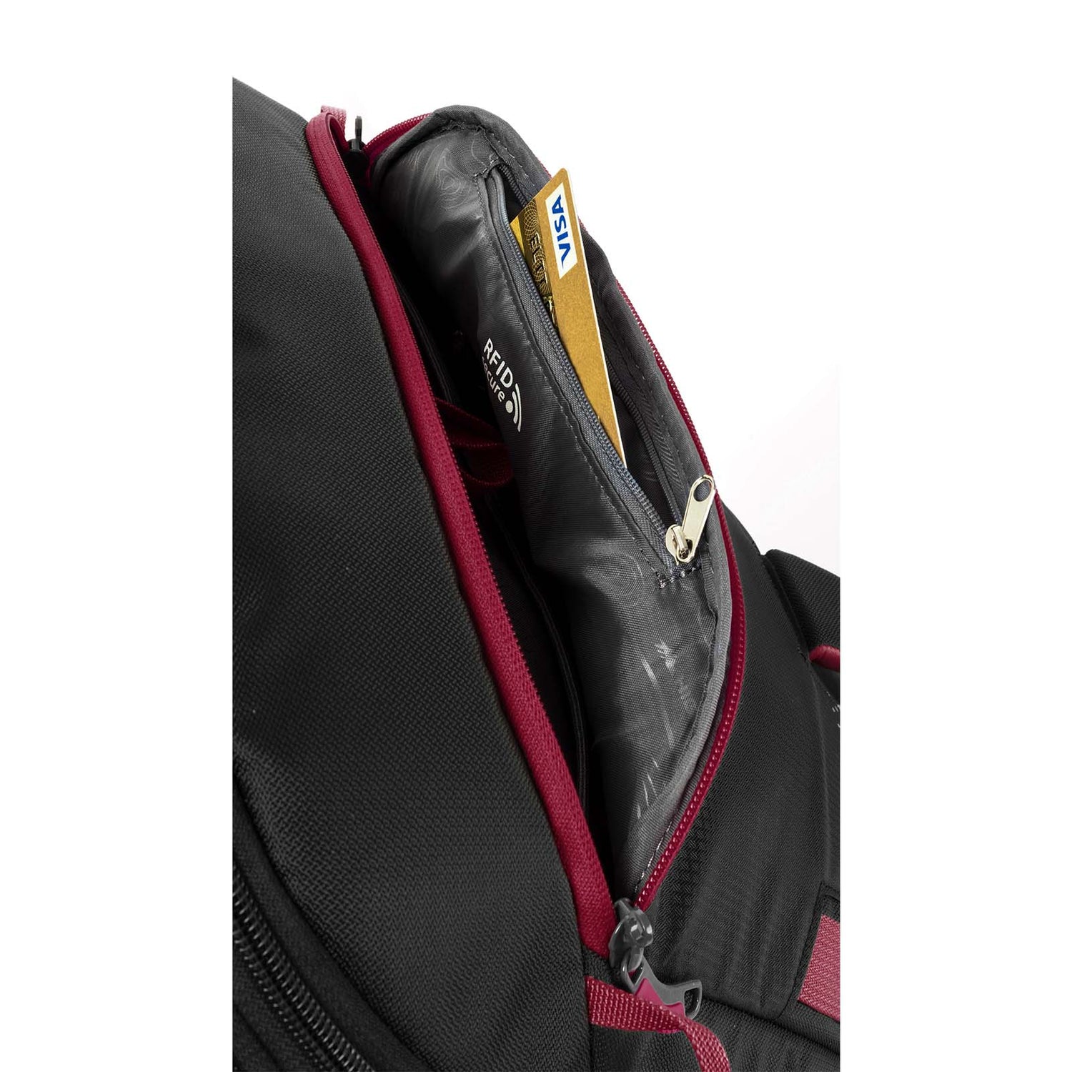     High_Sierra_Composite_V4_84cm_Carry-On_Wheeled_Duffel_Black_Red_RFID_Pocket