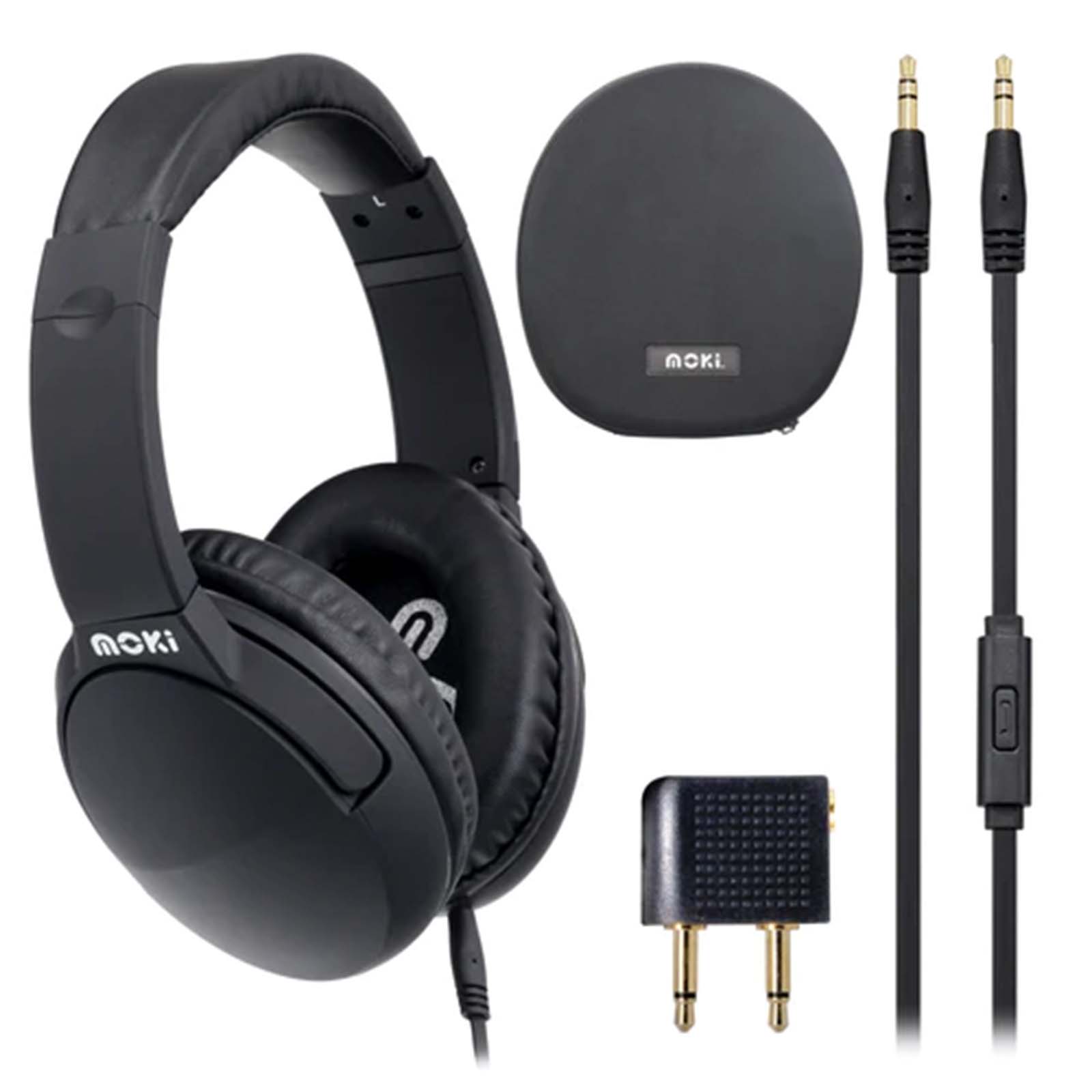 Moki Active Noise Cancellation Headphones + Mic