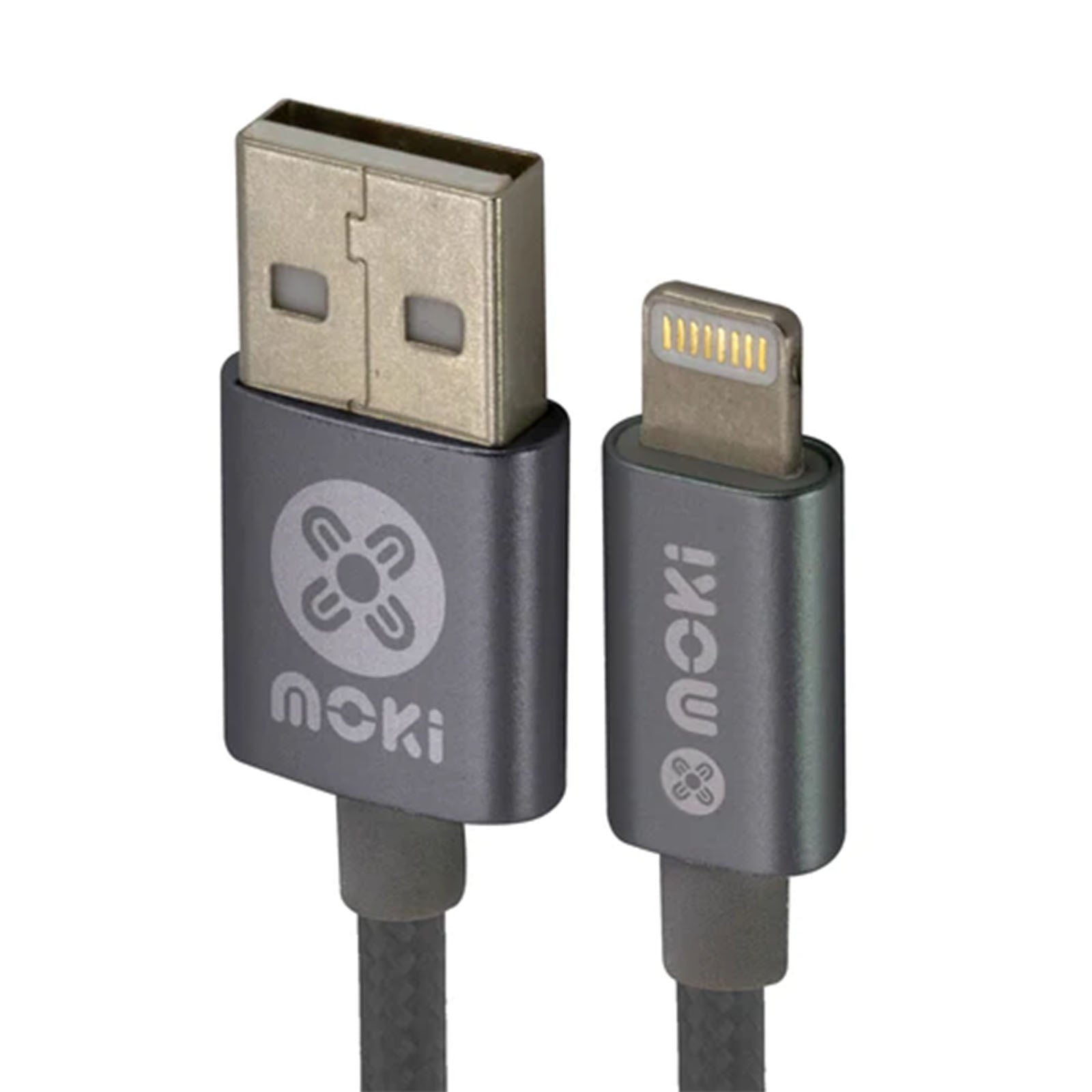 Moki 90cm Lightning to USB SynCharge Braided Cable Gun Metal