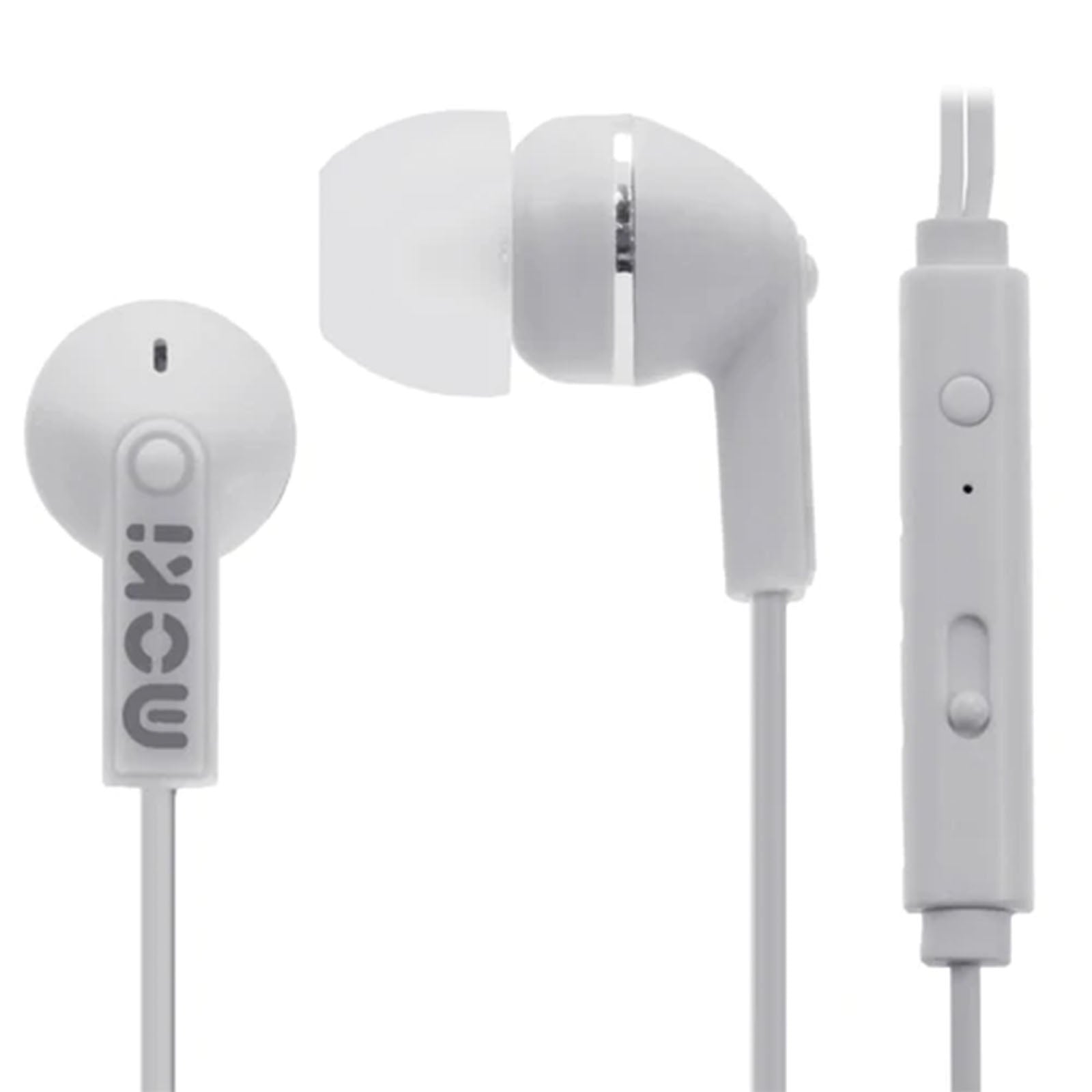 Moki Noise Isolation Earphones + Microphone White