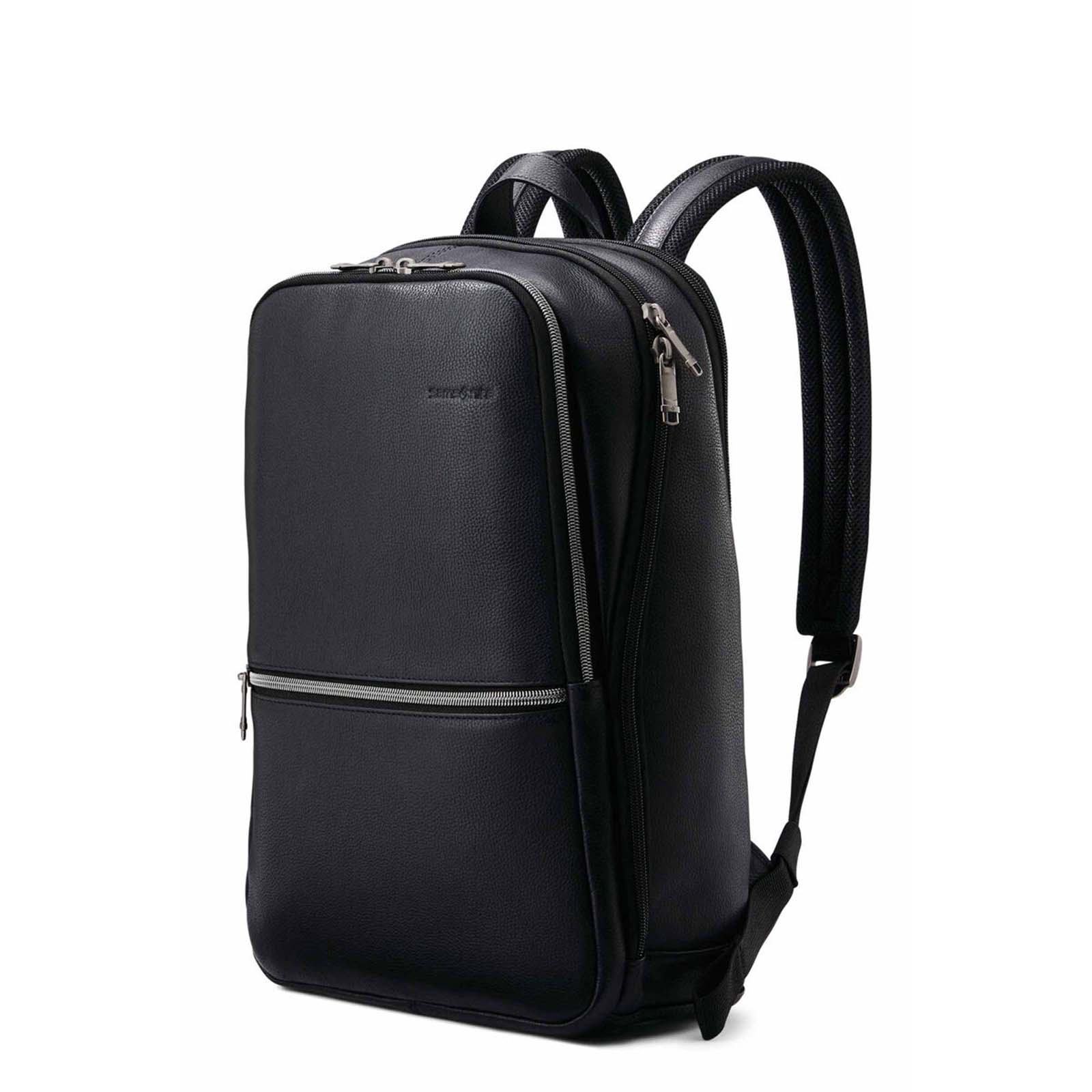 Samsonite-Classic-Leather-14-Inch-Laptop-Backpack-Black-Front-Angle