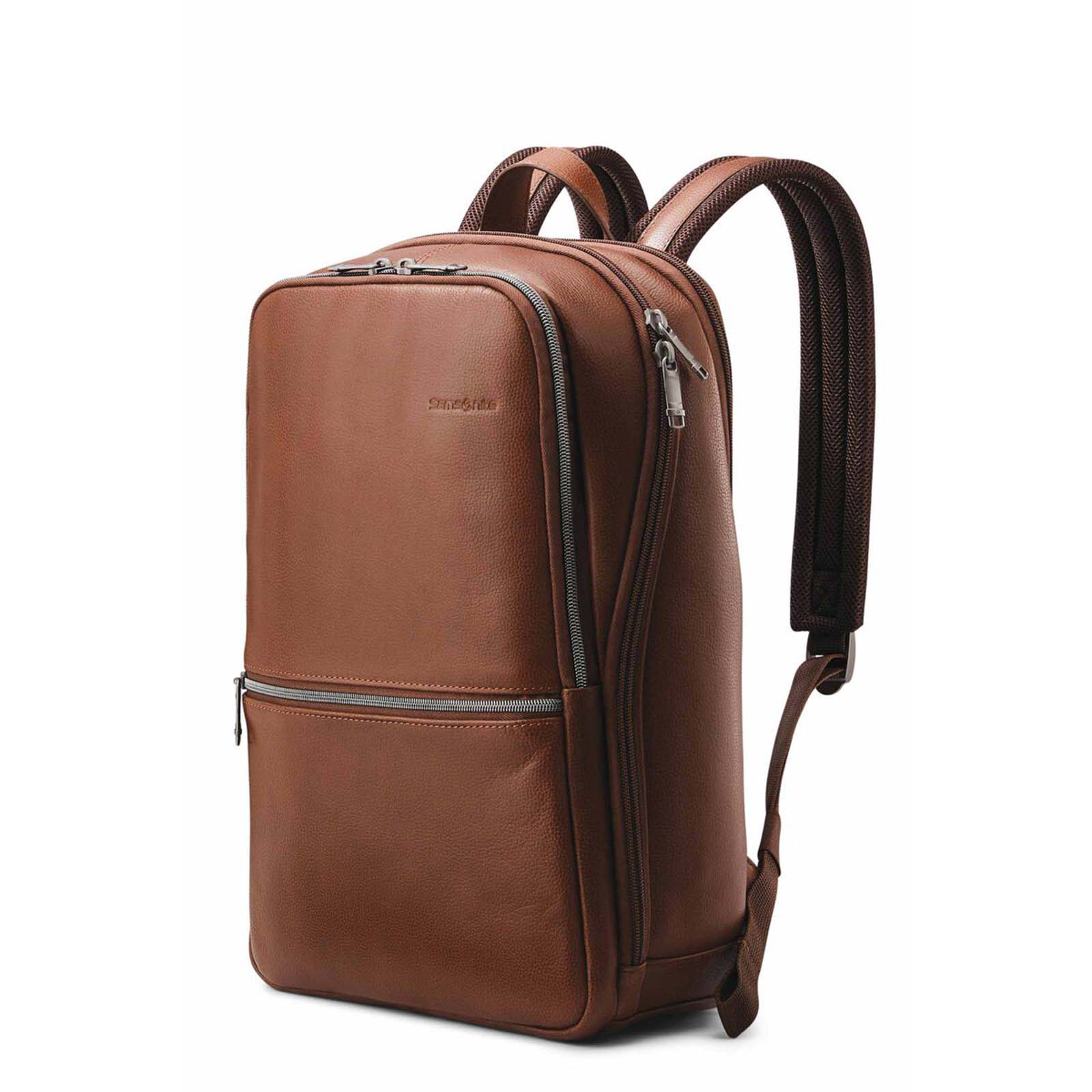Samsonite-Classic-Leather-14-Inch-Laptop-Backpack-Cognac-Front-Angle