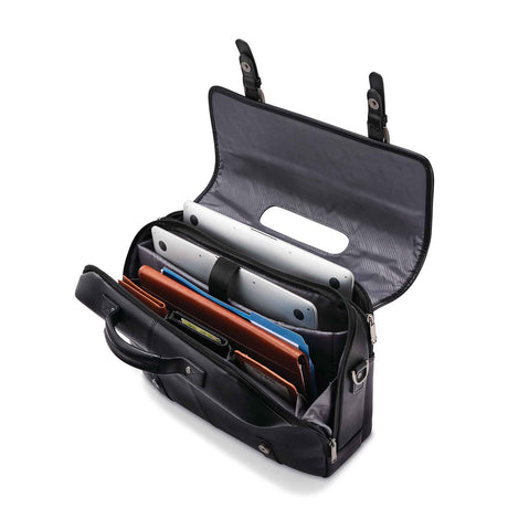 Samsonite-Classic-Leather-15-Inch-Flapover-Black-Open