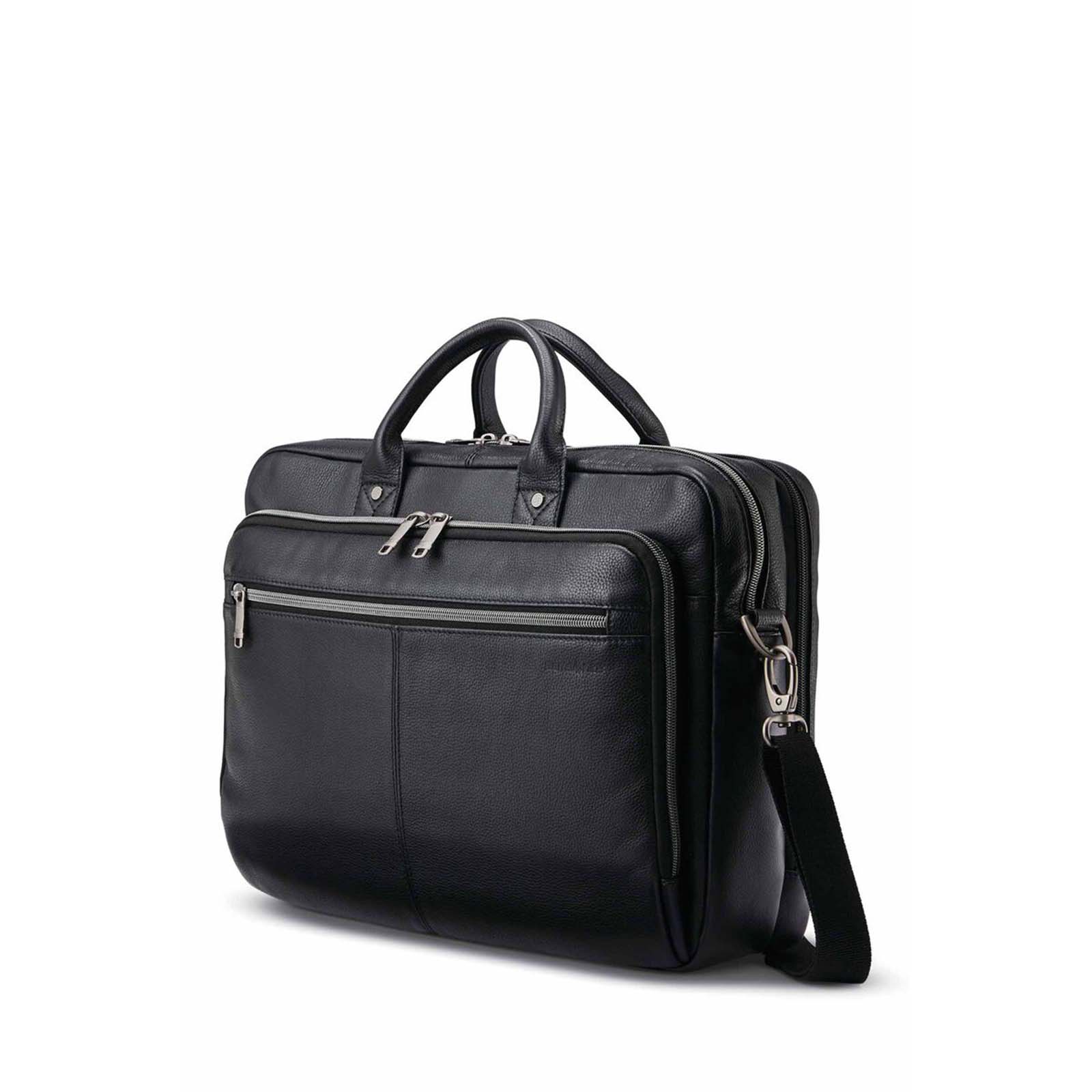 Samsonite-Classic-Leather-15-Inch-Top-Loader-Black-Front-Angle