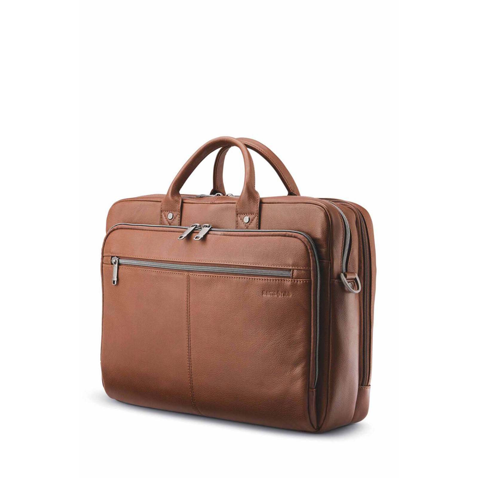 Samsonite-Classic-Leather-15-Inch-Top-Loader-Cognac-Front