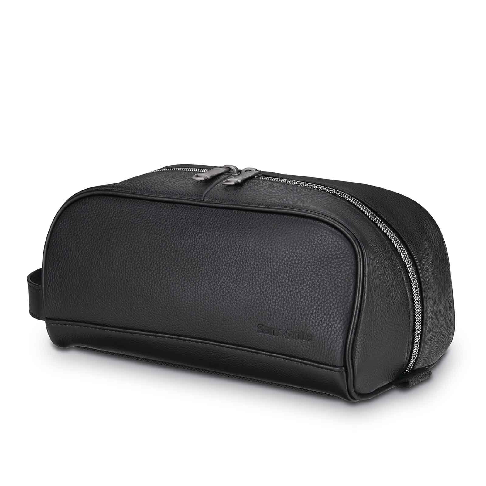 Samsonite-Classic-Leather-Travel-Kit-Black-Front-Angle