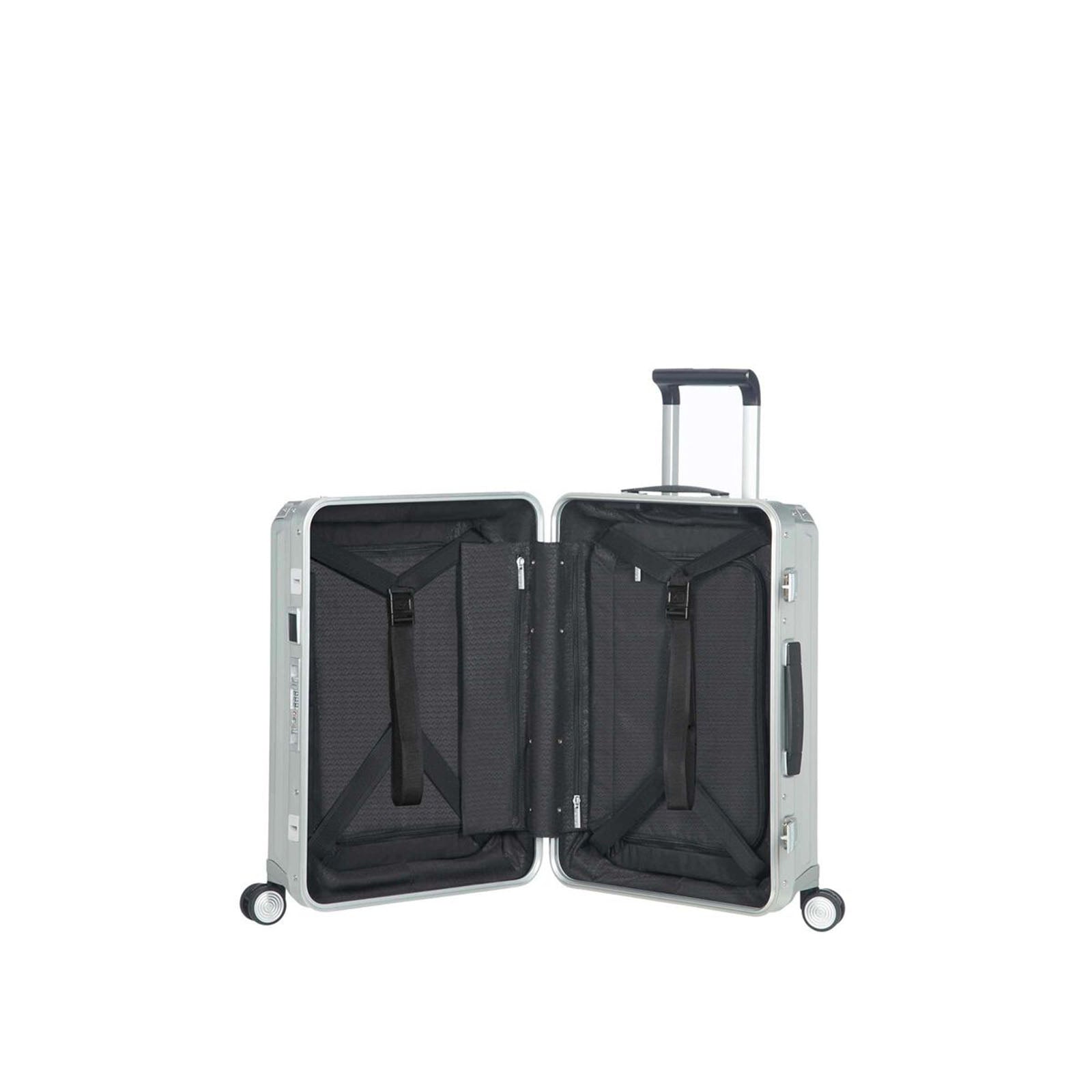 Samsonite-Lite-Box-Alu-55cm-Suitcase-Aluminium-Open