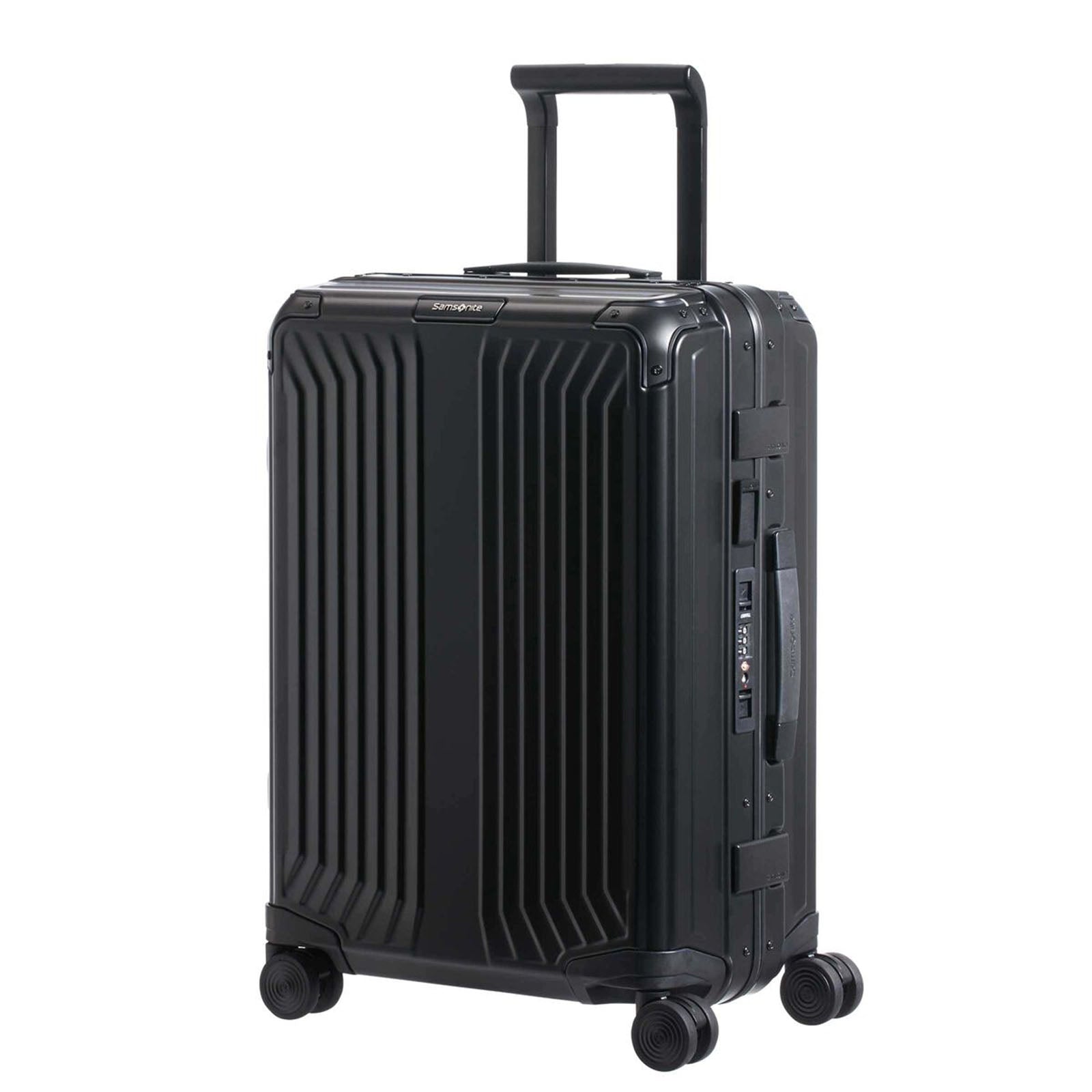 Samsonite-Lite-Box-Alu-55cm-Suitcase-Black-Front-Angle