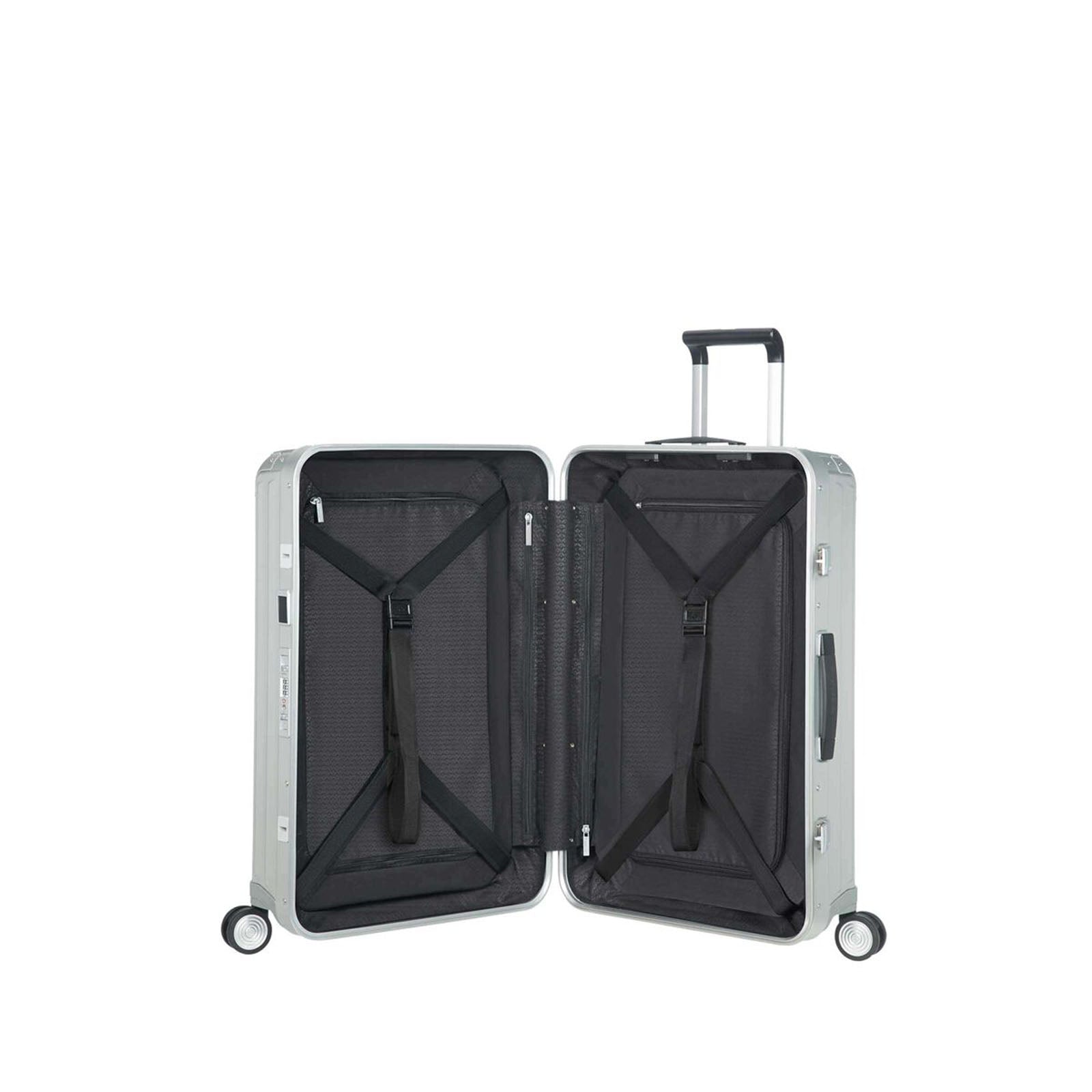 Samsonite-Lite-Box-Alu-69cm-Suitcase-Aluminium-Open