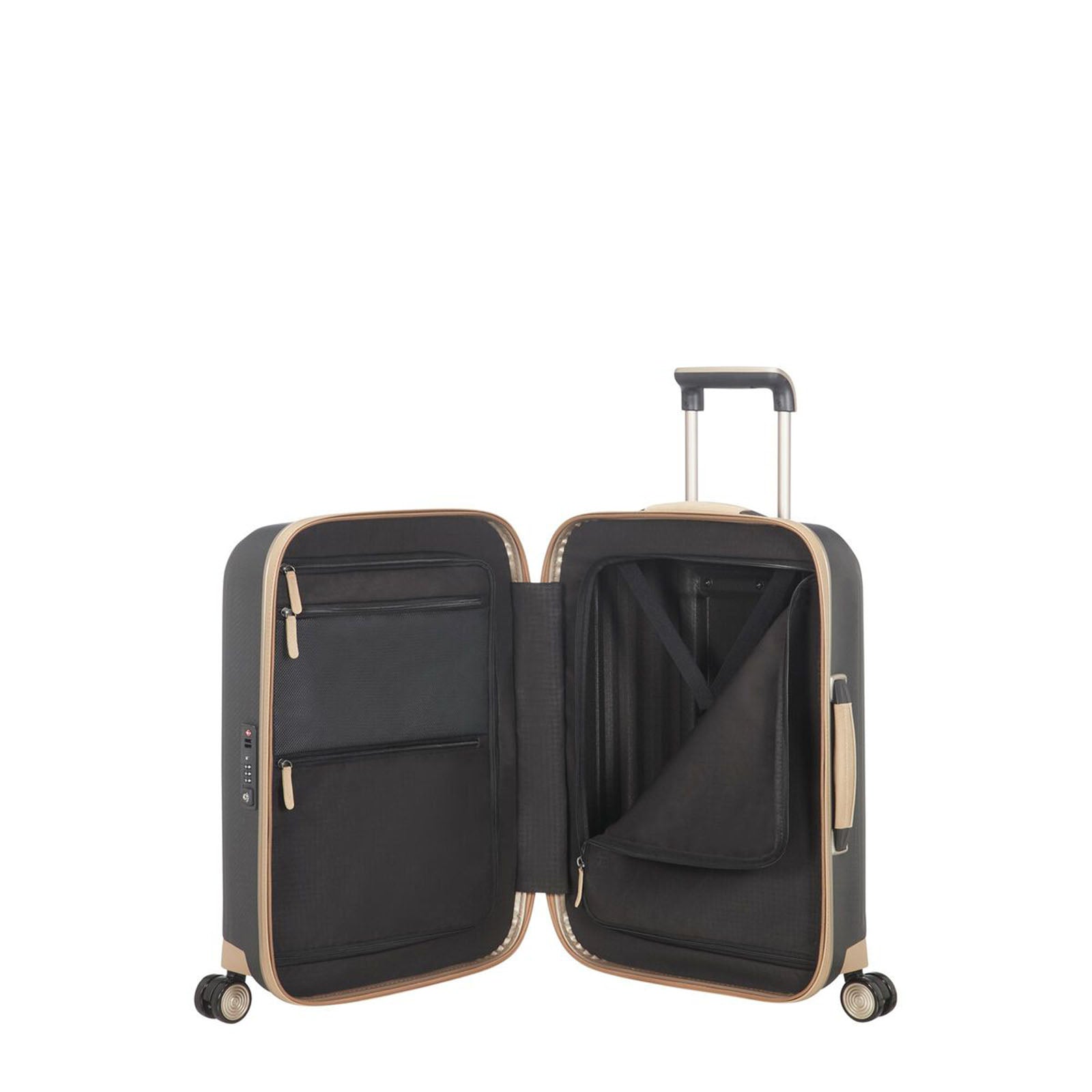 Samsonite-Lite-Cube-Prime-55cm-Suitcase-Graphite-Open