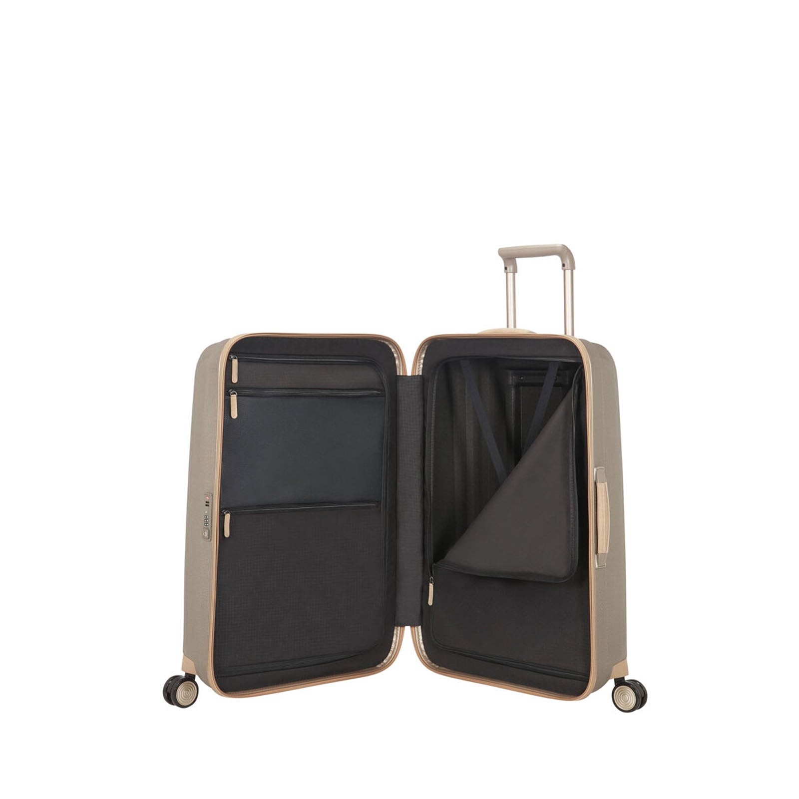 Samsonite-Lite-Cube-Prime-76cm-Suitcase-Ivory-Gold-Open-Divisions