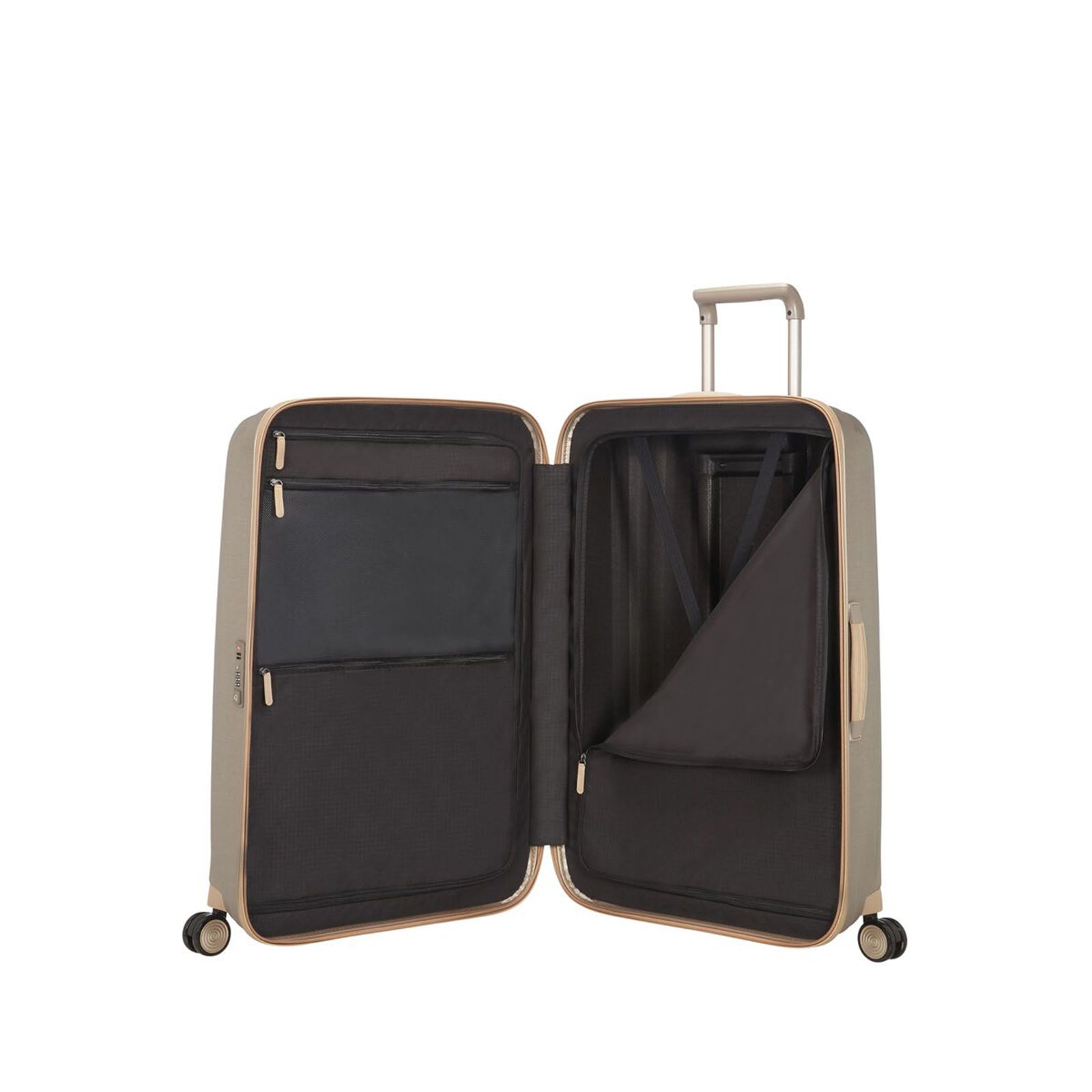 Samsonite-Lite-Cube-Prime-82cm-Suitcase-Ivory-Gold-Open-Divisions