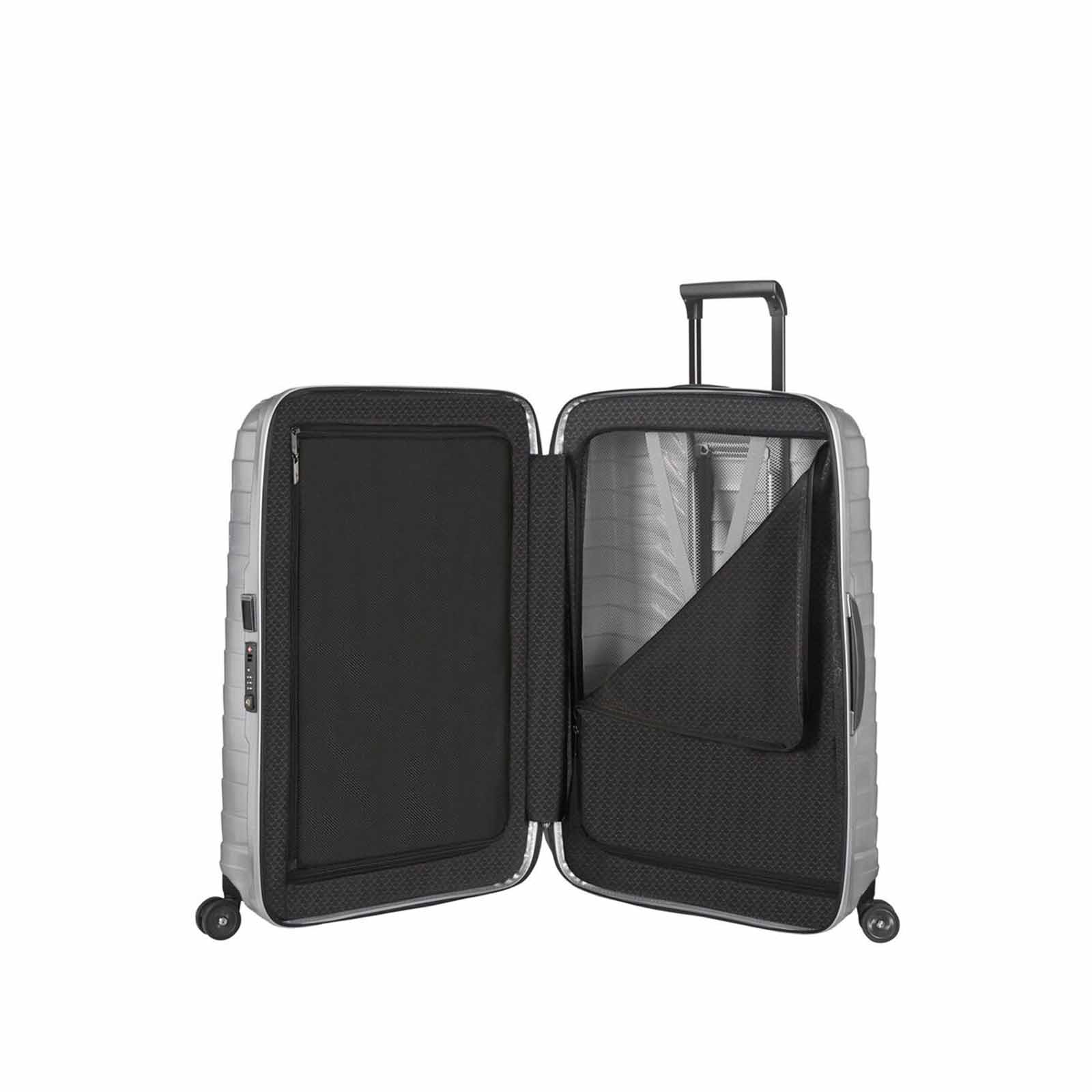 Samsonite-Proxis-55cm-Suitcase-Silver-Open