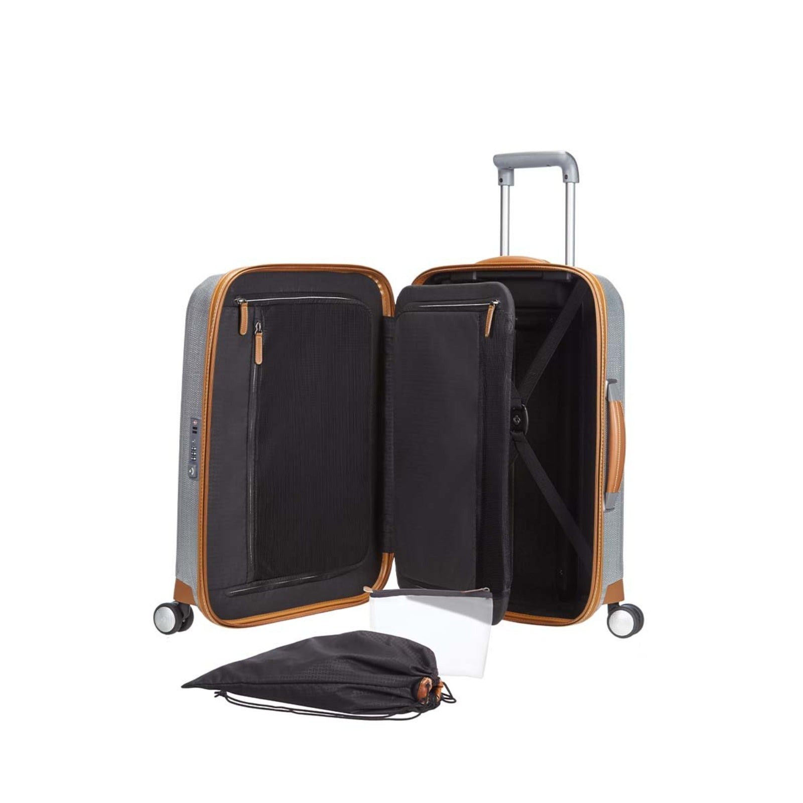 Samsonite_Lite-Cube_Deluxe_55cm_Suitcase_Aluminium_Open