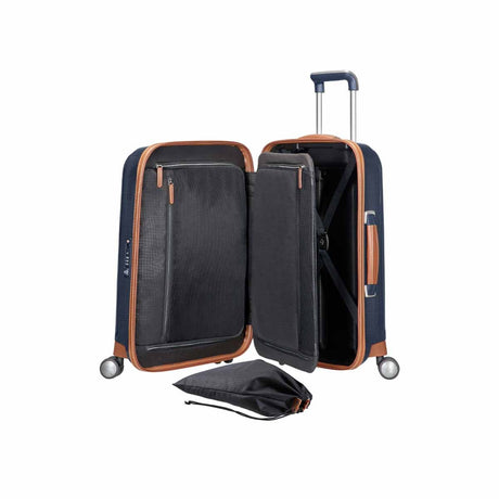 Samsonite_Lite-Cube_Deluxe_55cm_Suitcase_Midnight_Blue_Open