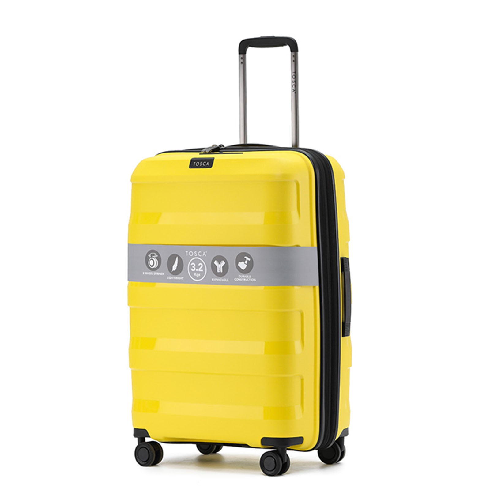 Tosca-Comet-4-Wheel-67cm-Medium-Suitcase-Yellow-Front-Angle
