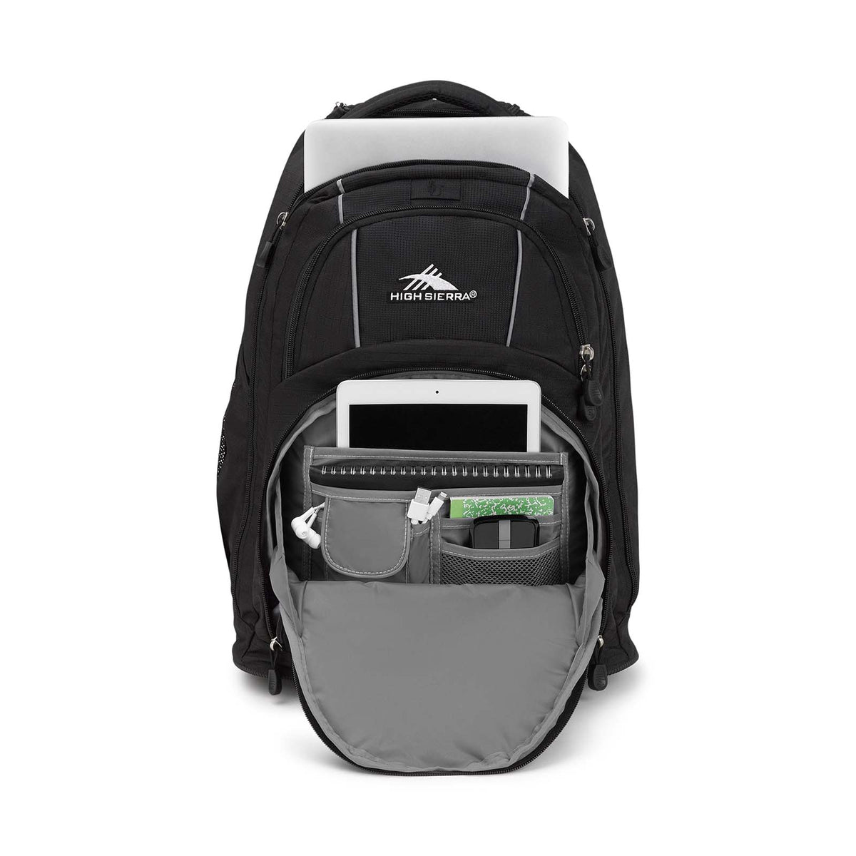 High Sierra Freewheel Wheeled 17 Inch Laptop Backpack Black