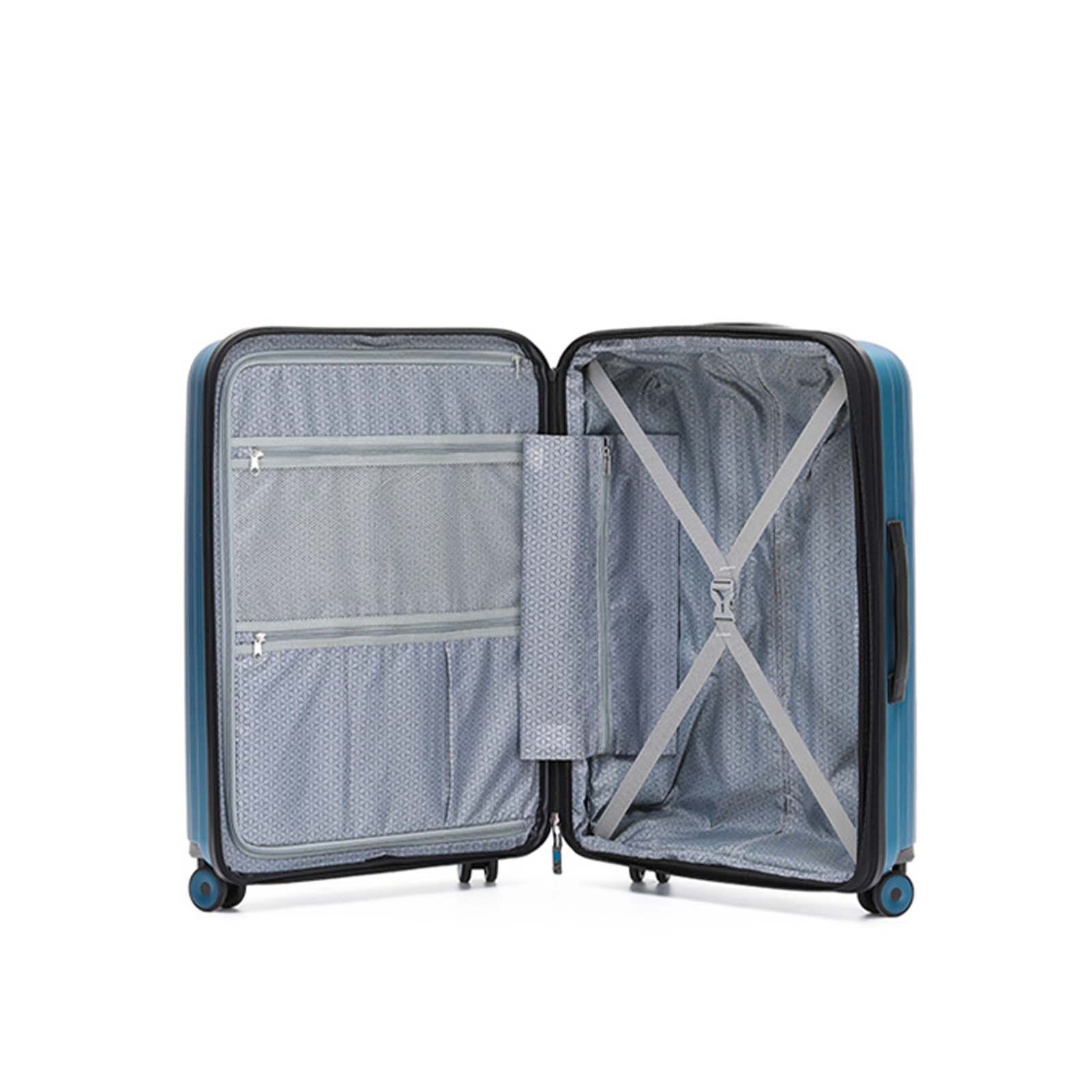 tosca-eclipse-4-wheel-67cm-carry-on-suitcase-blue-open
