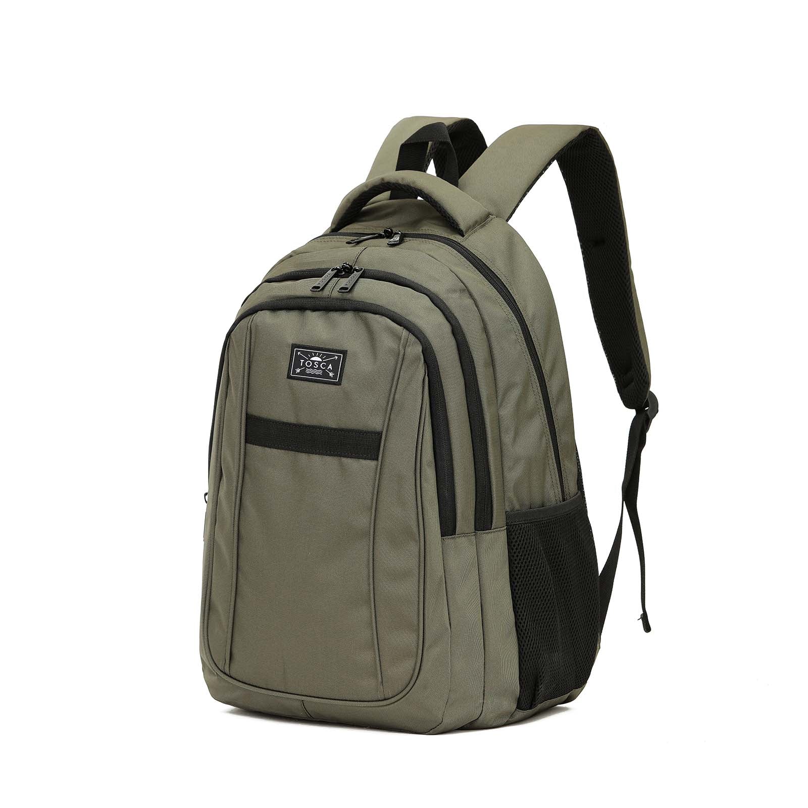 tosca-multi-compartment-laptop-backpack-35l-khaki-front-angle